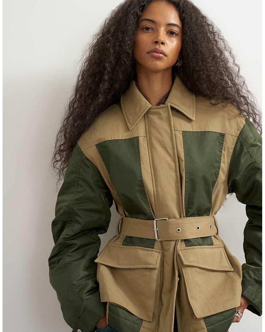 TOPSHOP Green Patch Hybrid Utility Jacket