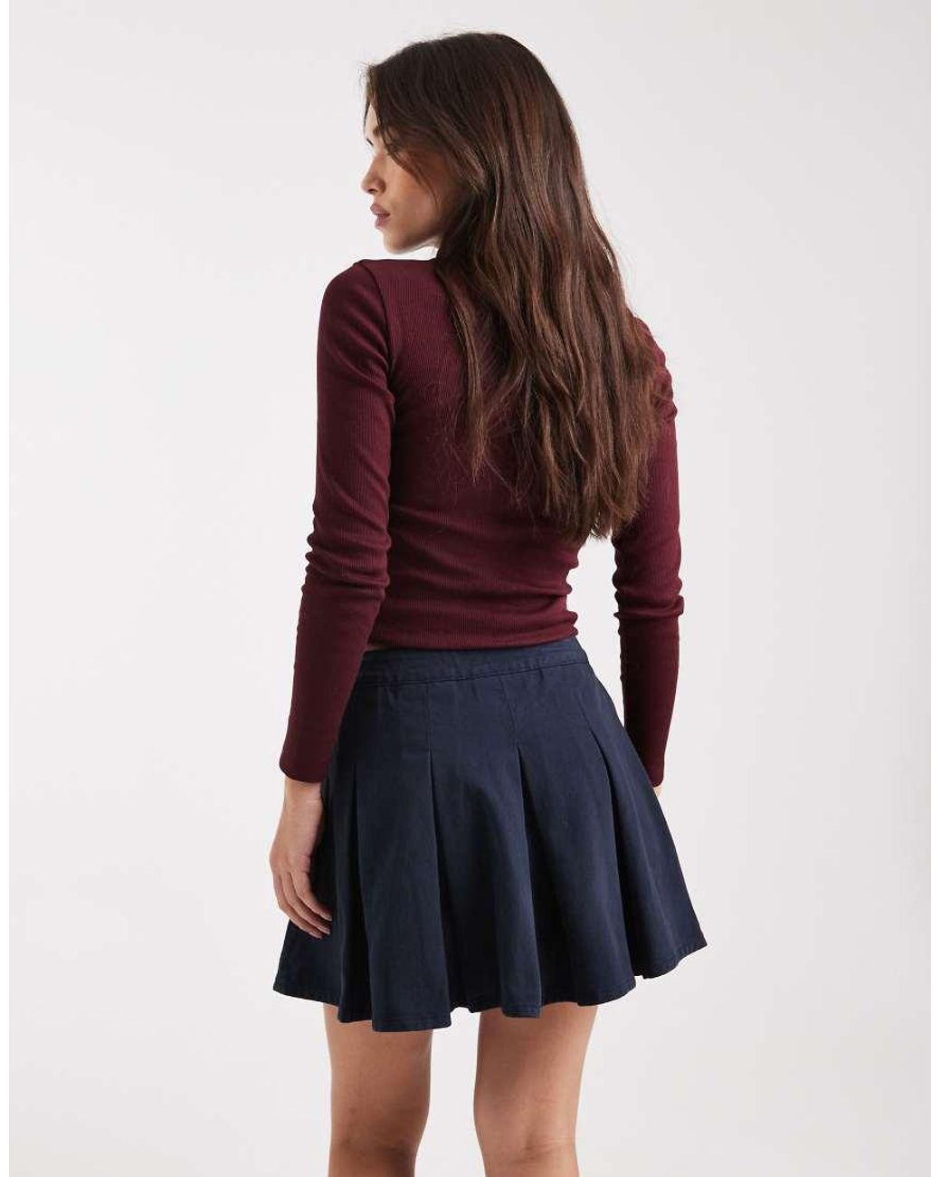 Miss Selfridge Blue Femme Pleated Mini Skirt