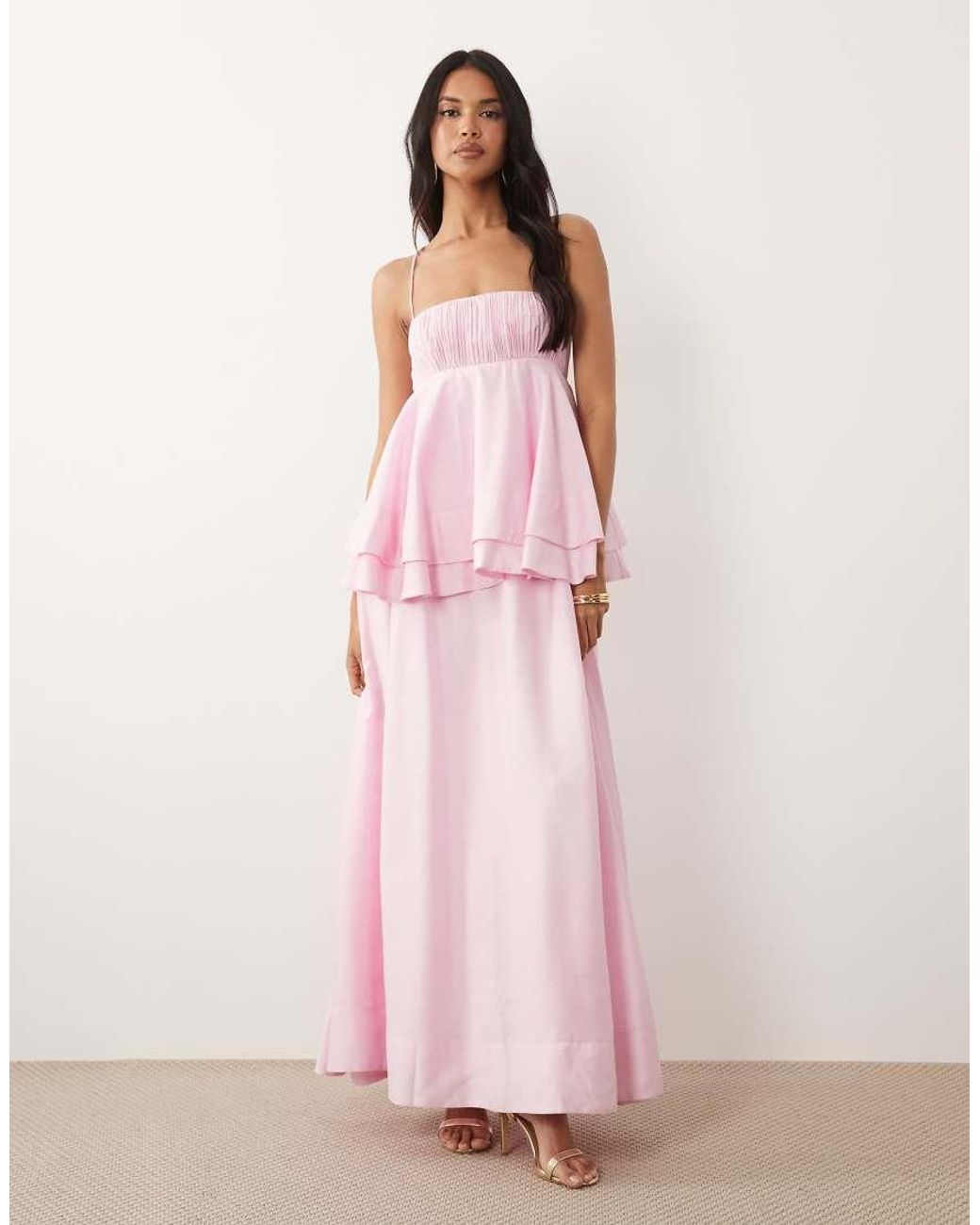 ASOS Pink Double Layer Maxi Dress