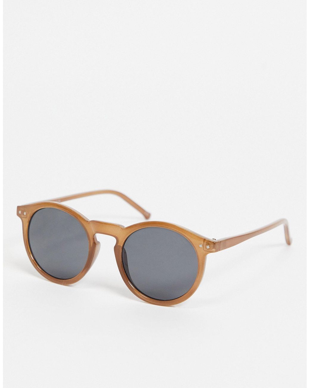 ASOS Retro Round Sunglasses With Frame in Brown for Men | Lyst Australia