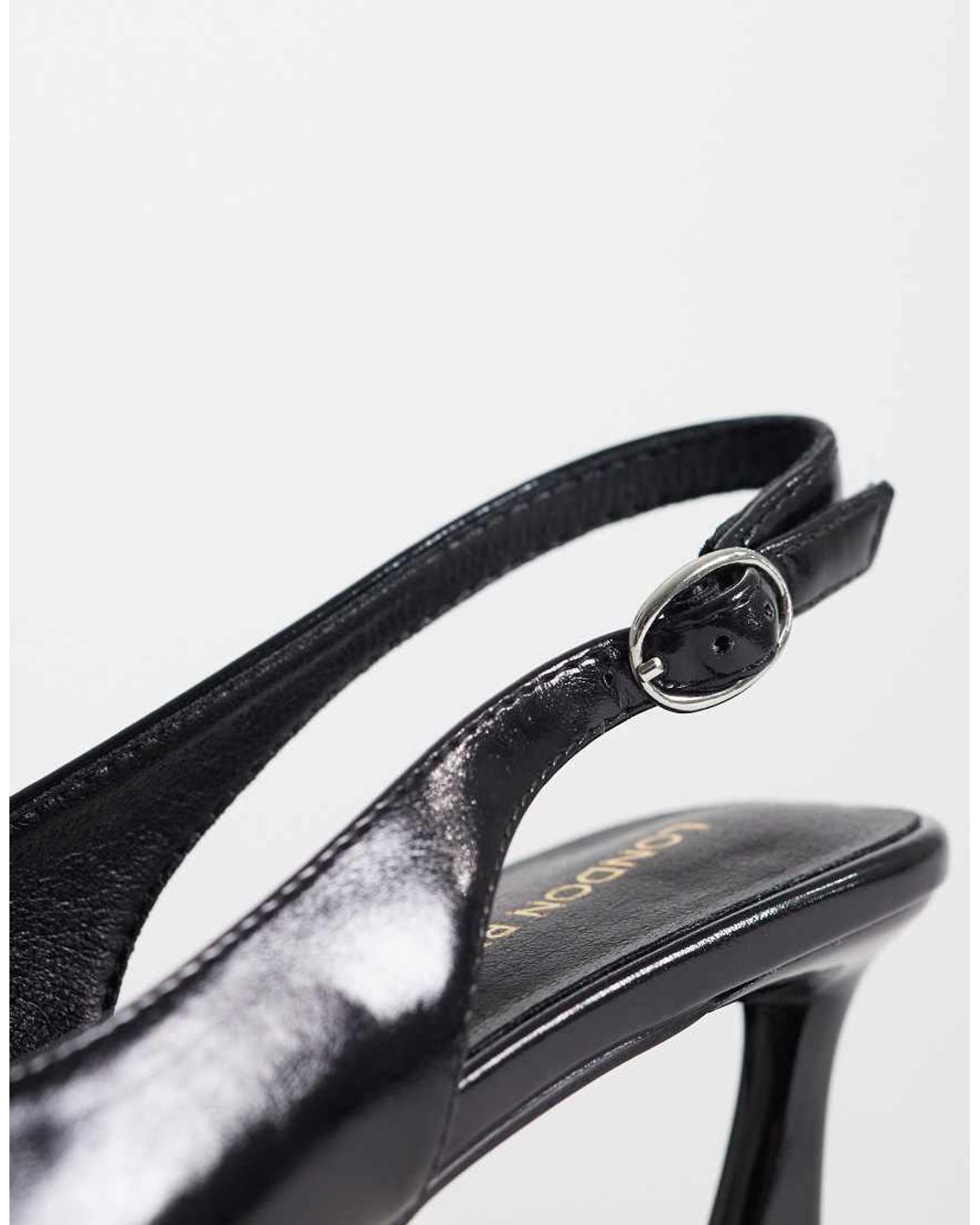 London Rebel Black Eliza Sling Back Kitten Heels