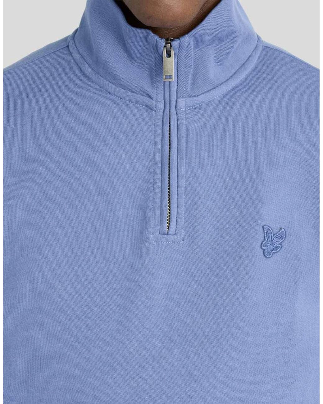 Lyle & Scott Blue Superfine Cotton 1/4 Zip Sweatshirt for men