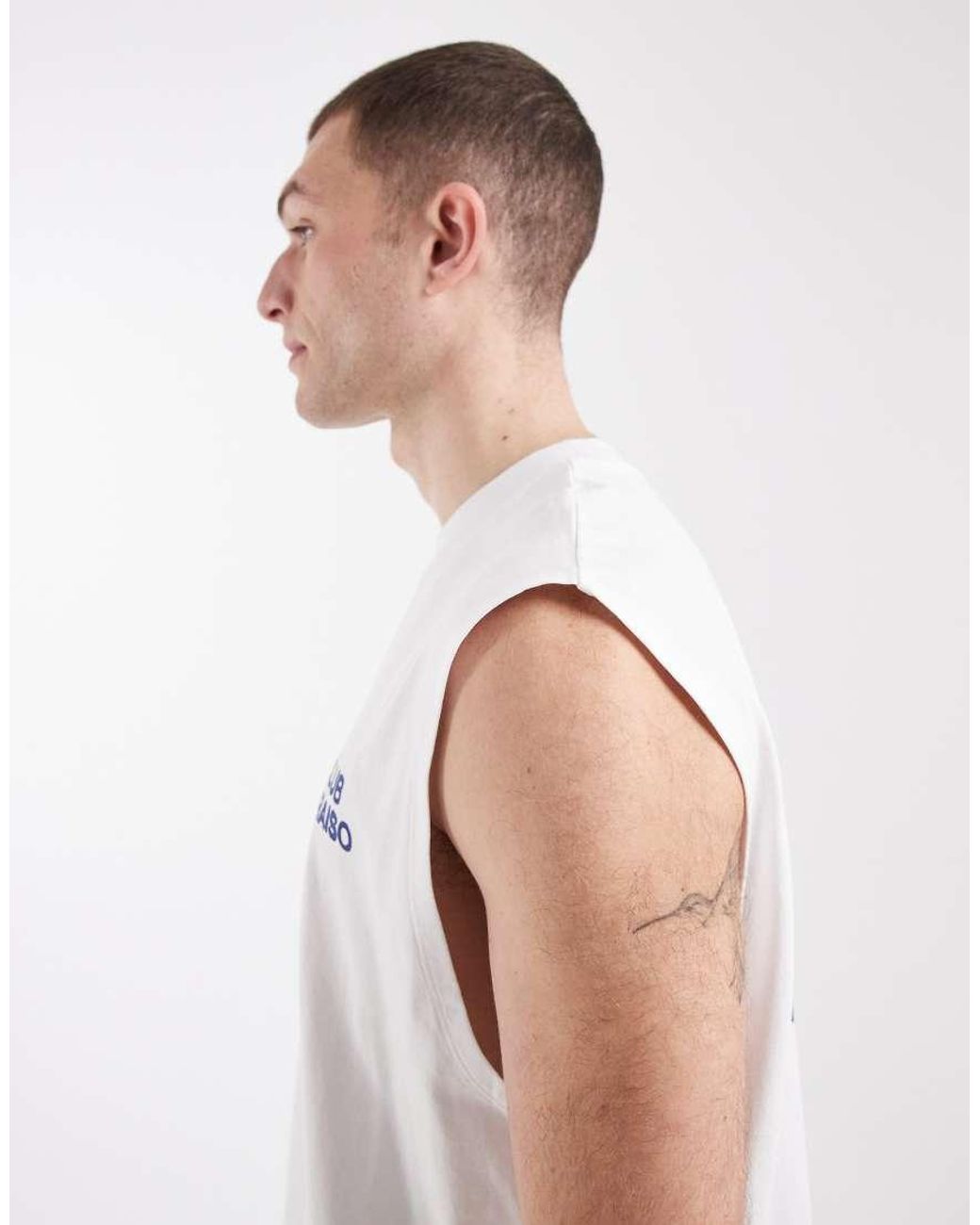 ASOS White Oversized Tank With Bubble Floral Back Print for men