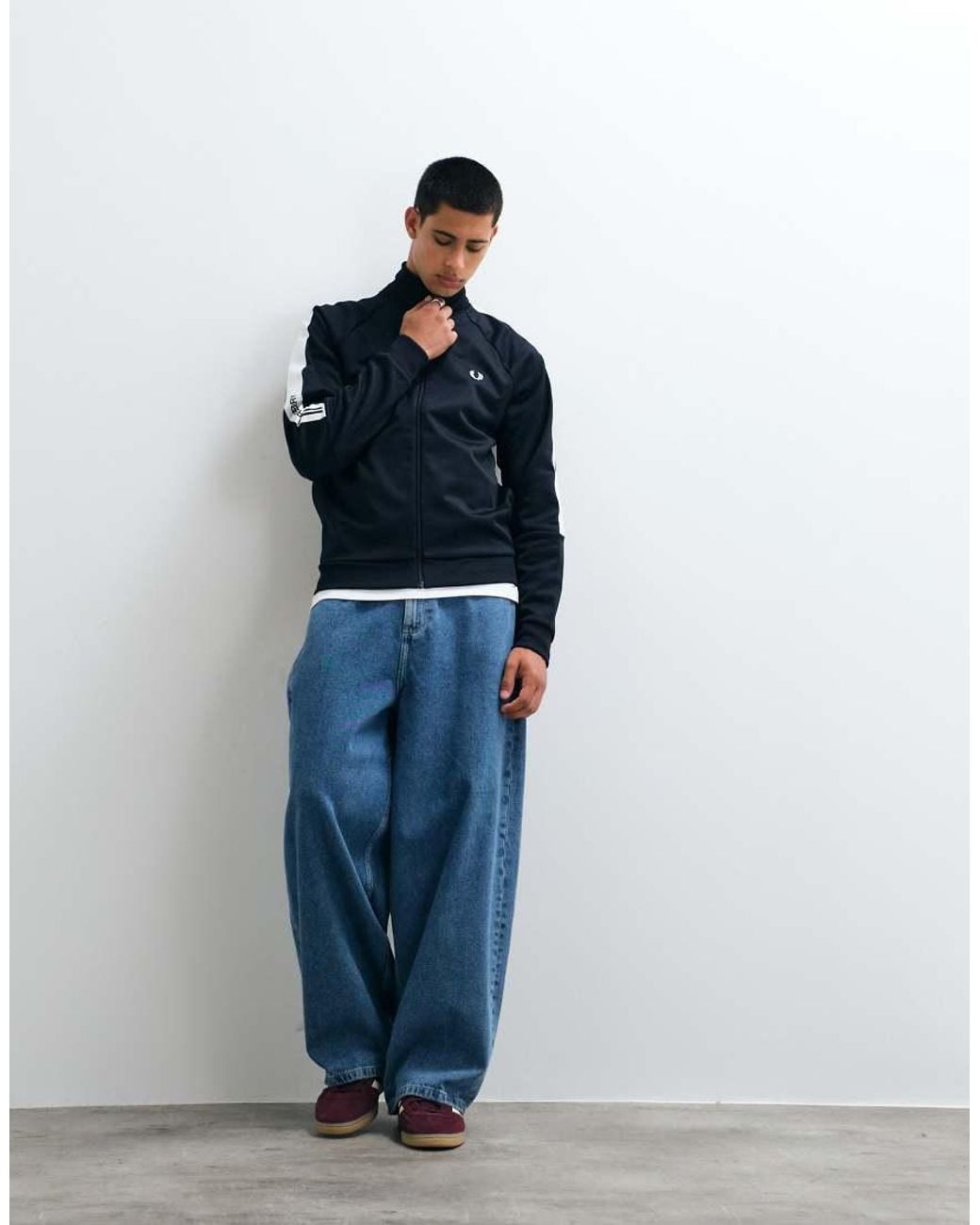Fred Perry Blue Printed Tape Track Jacket for men