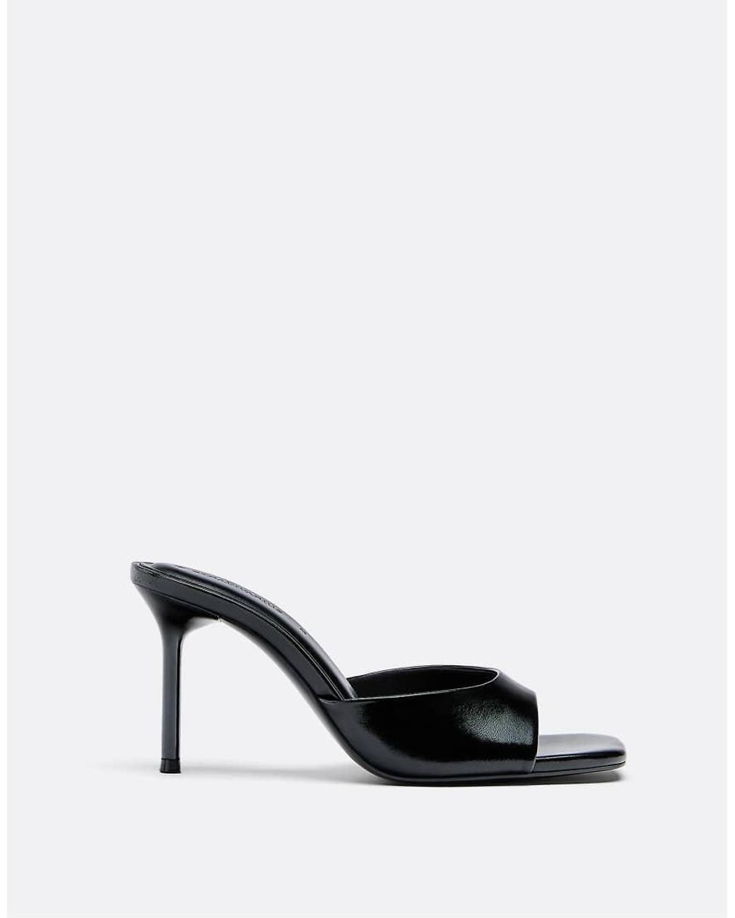 Stradivarius Black High Heeled Mules