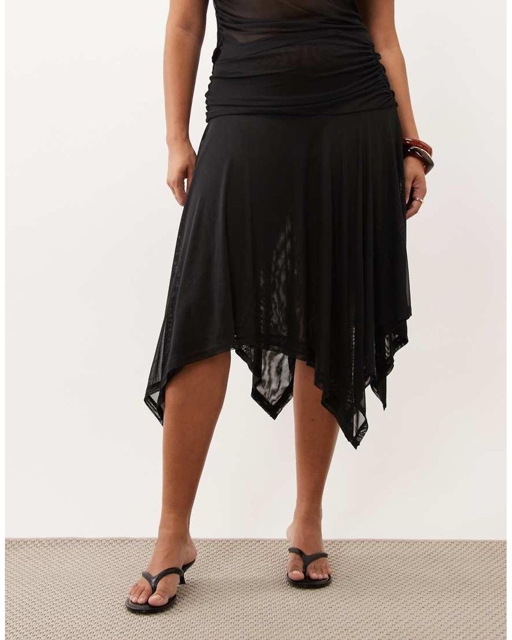 ASOS Red Asos Design Curve Sheer Mesh Hanky Hem Skirt