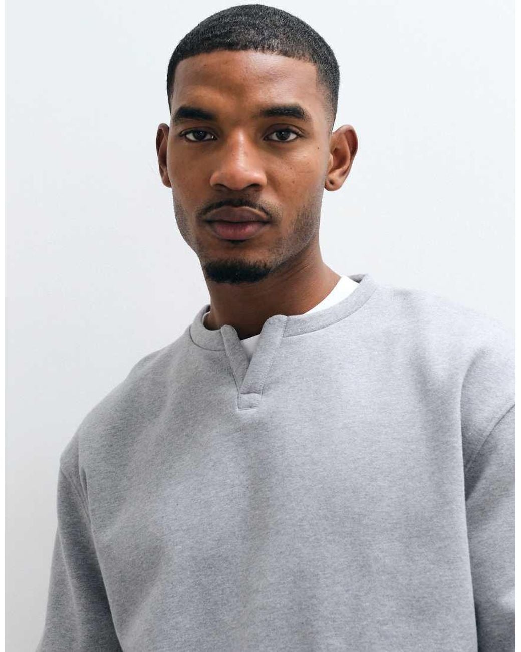 ASOS White Oversized Premium Heavyweight Notch Neck Crew for men