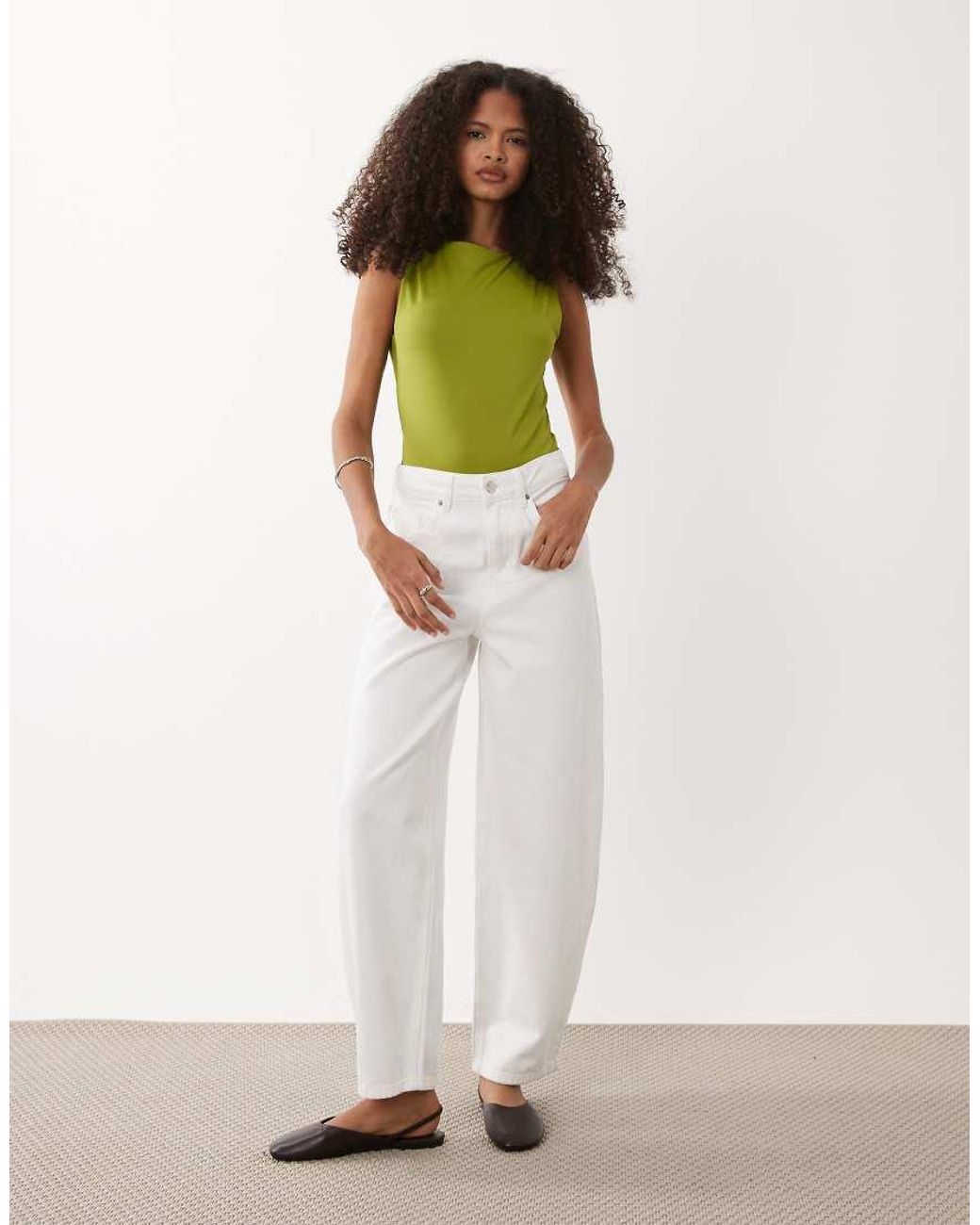 ASOS Green Polyamide Slinky Open Back Racer Bodysuit