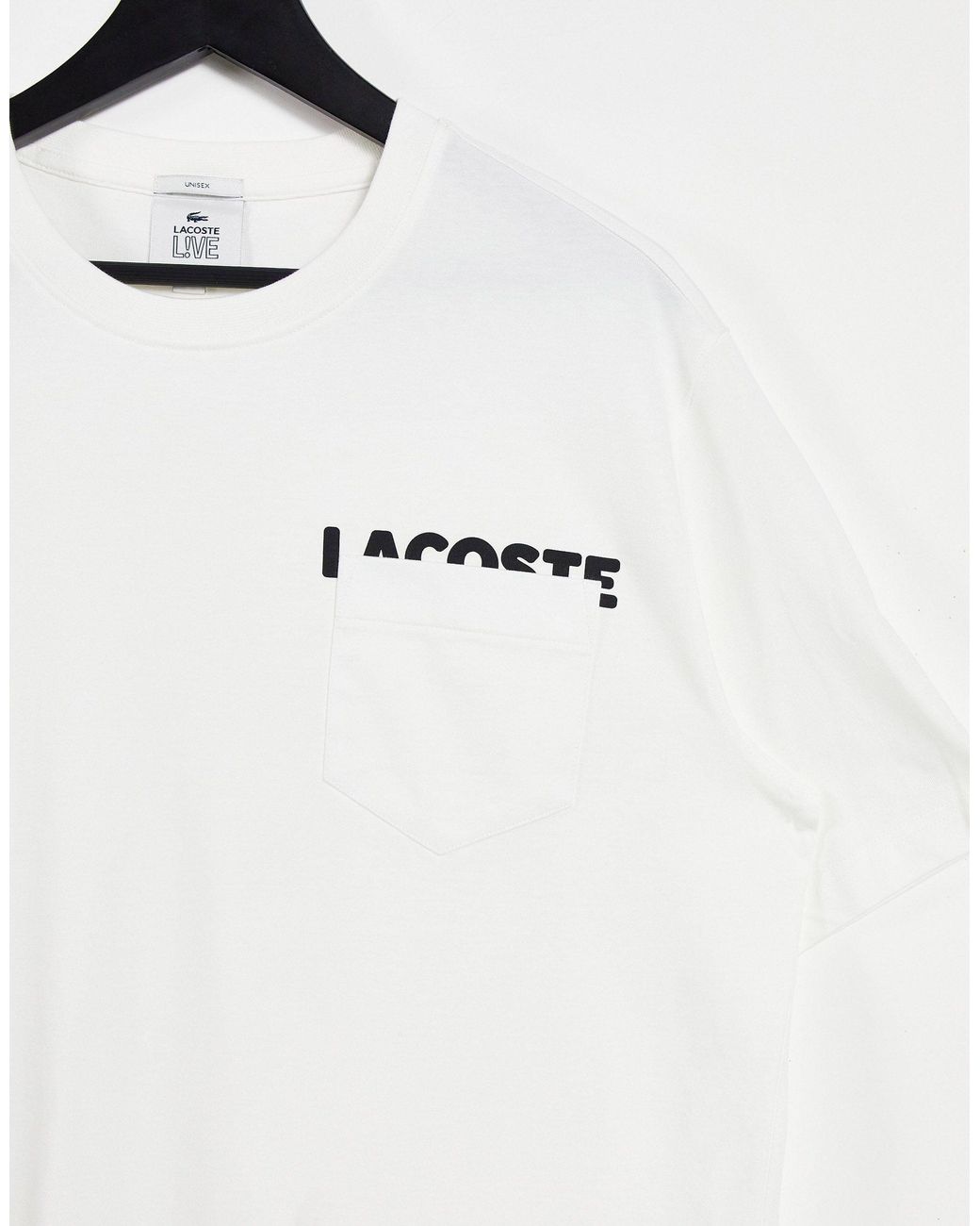 Lacoste Oversized T-shirt With Logo Pocket Detail in White for Men | Lyst