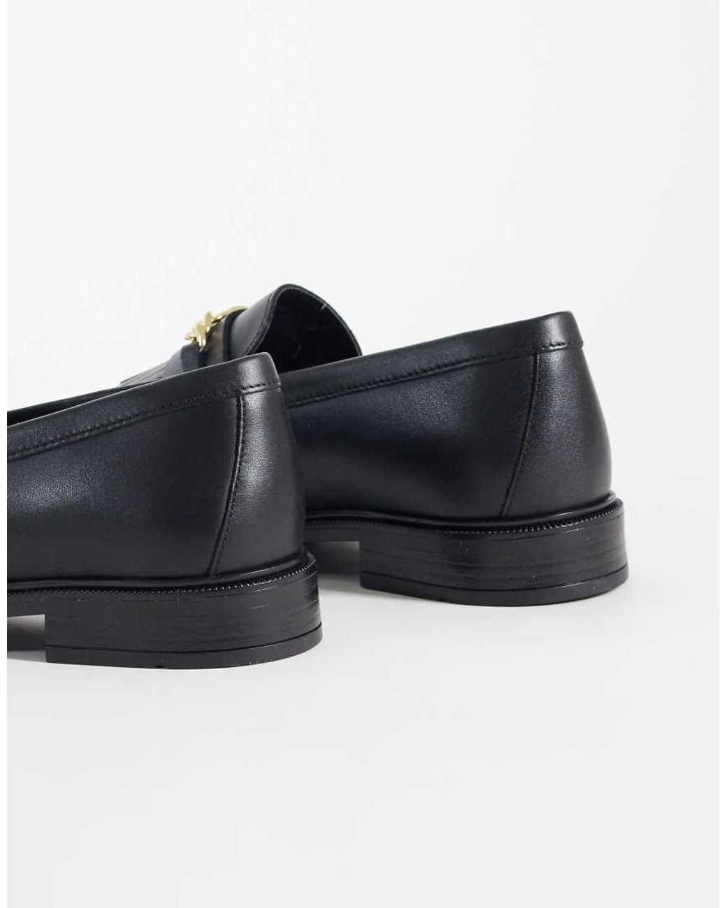Tommy Hilfiger Black Rossie Leather Loafers With Chain Fringe