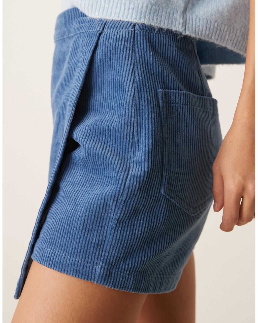 Threadbare Blue Cord Mini Skort