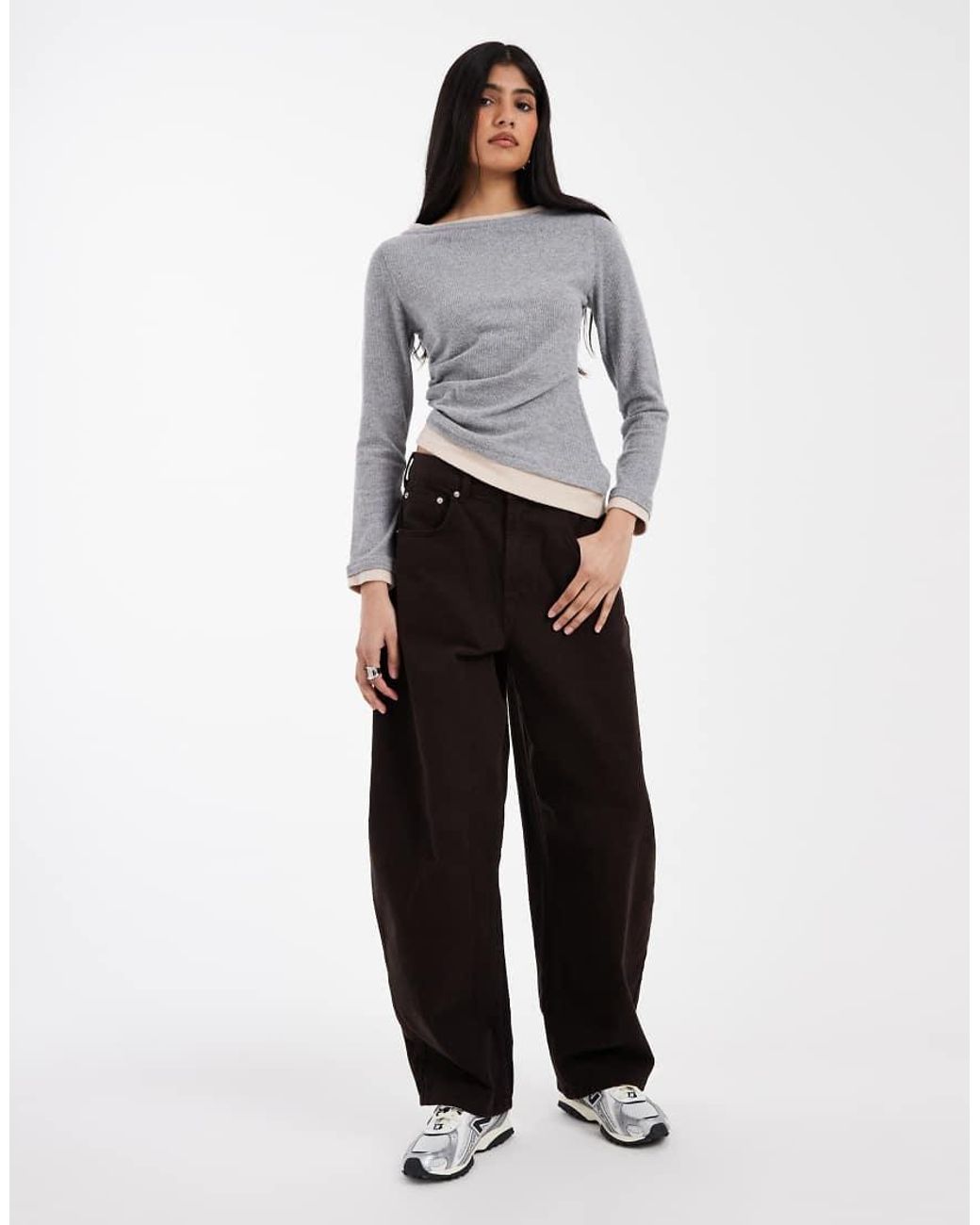 ASOS Gray Supersoft Double Layer Hitched Side Top