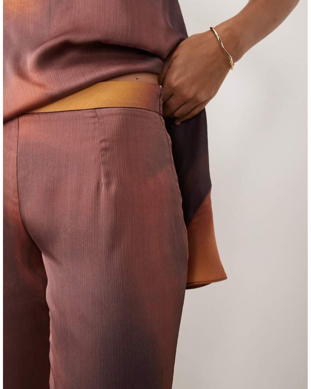 Missy Empire Brown Cotton Satin Wide Leg Trousers Co-Ord