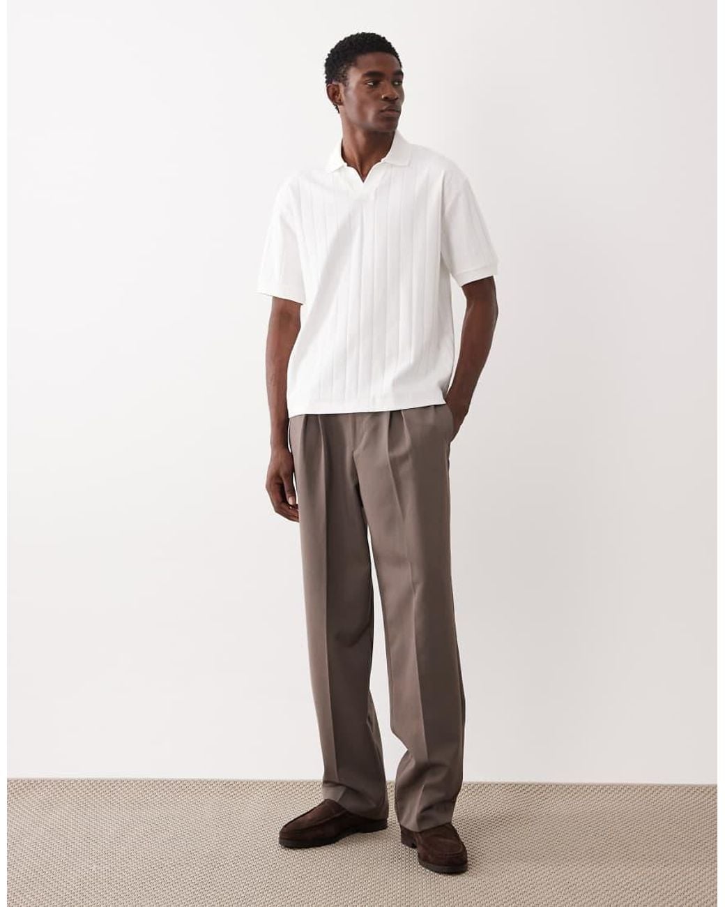 ASOS White Relaxed Revere Polo for men