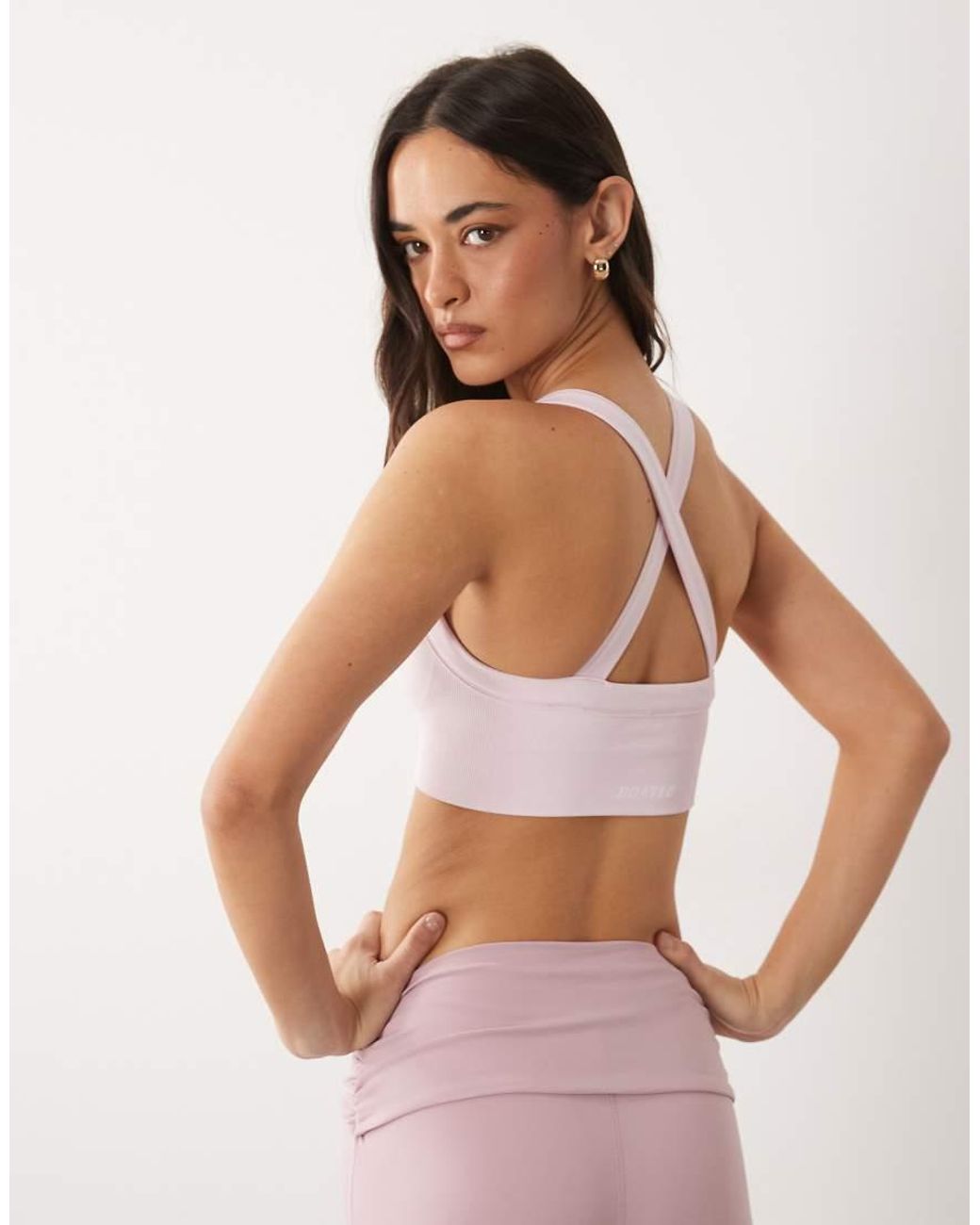 BO+TEE Pink Bo+tee Super Sculpt Seamless Cross Back Detail Sports Bra