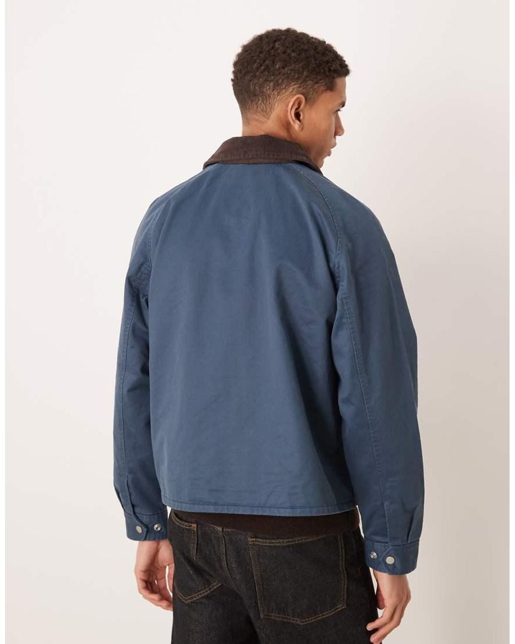Abercrombie & Fitch Blue Cropped Waxed Barn Jacket for men