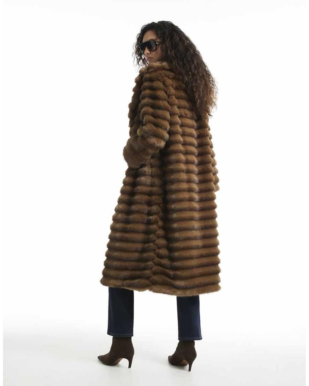 River Island Black Long Pelted Faux Fur Coat