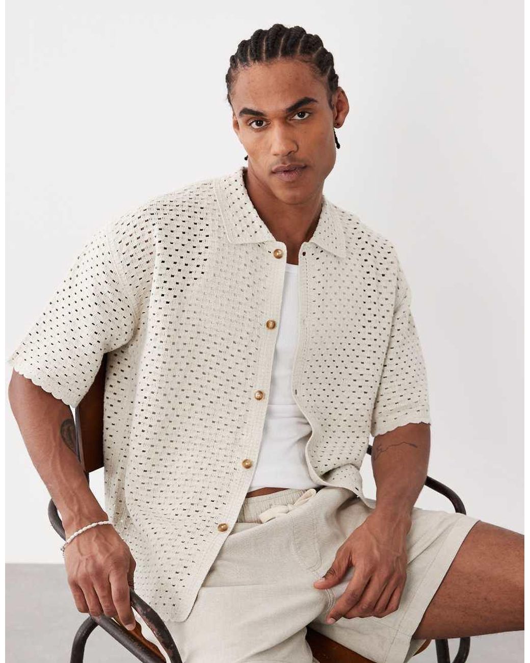 BLKVIS Natural Crochet Shirt for men