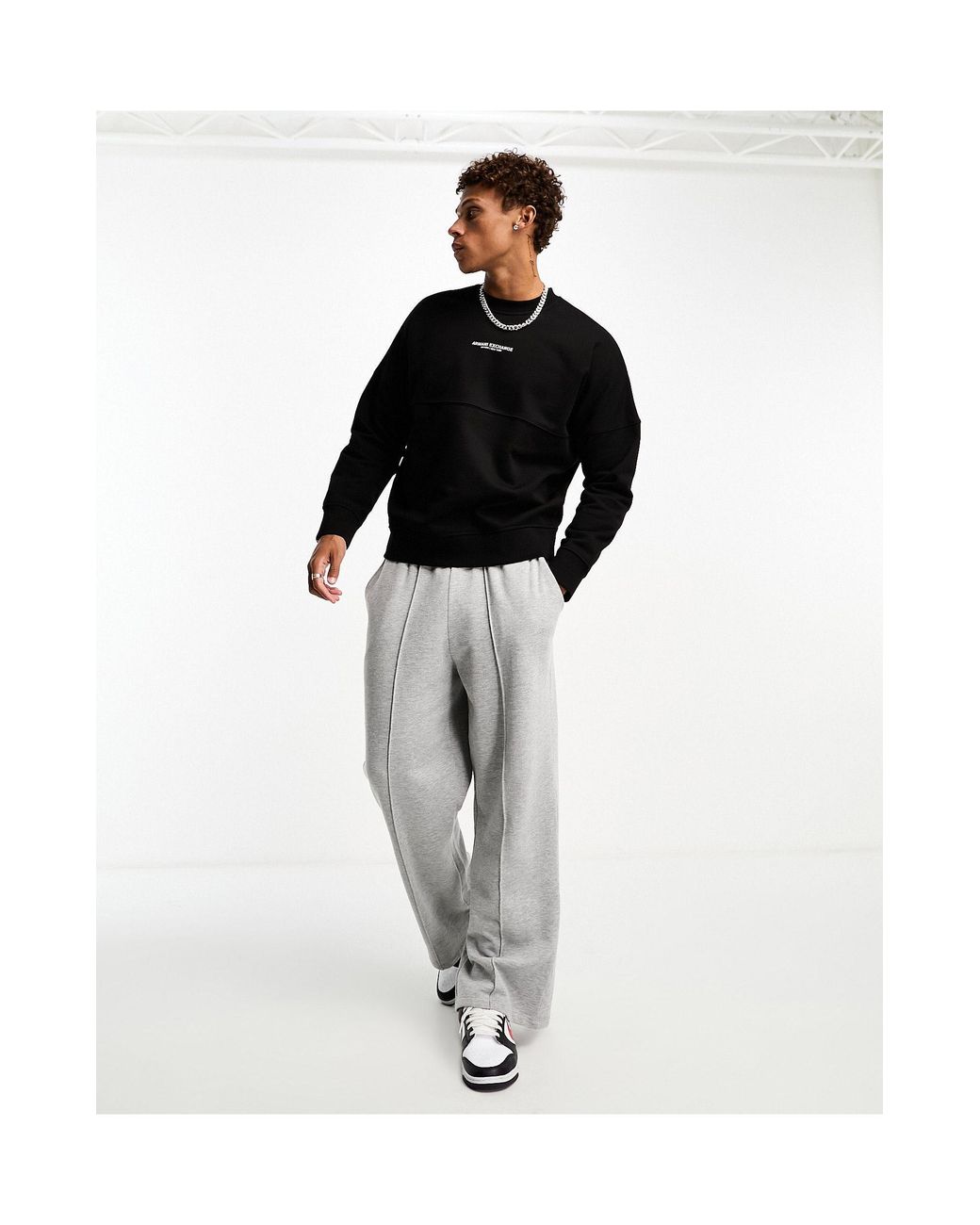 Giorgio Armani Large Back Logo Sweatshirt in Black for Men