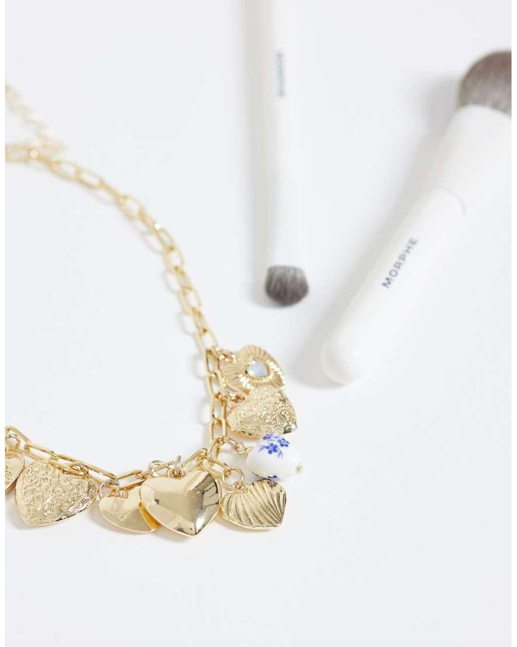 ONLY Metallic Heart Charms Necklace