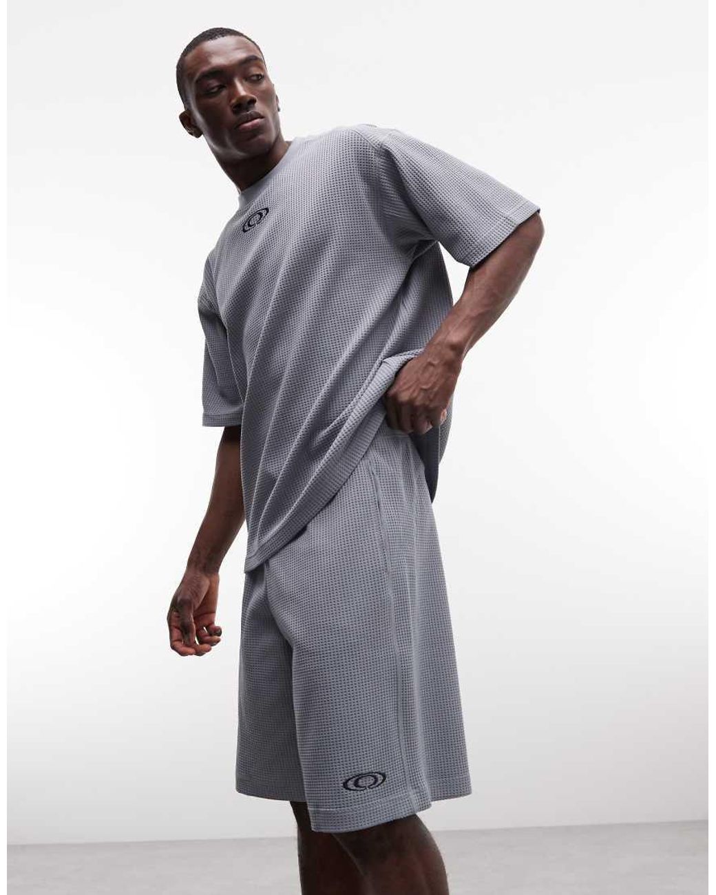 Rains White 41390 Co-ord Loose Fit Waffle Drawstring Logo Shorts for men