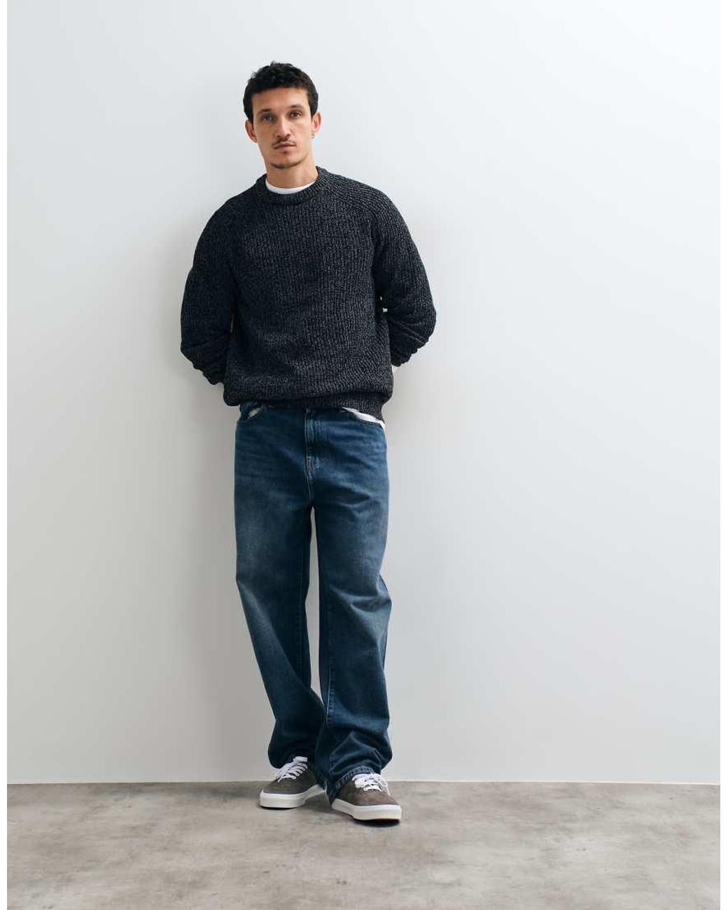 Only & Sons Blue Relaxed Fit Raglan Crew Neck Knit Jumper for men