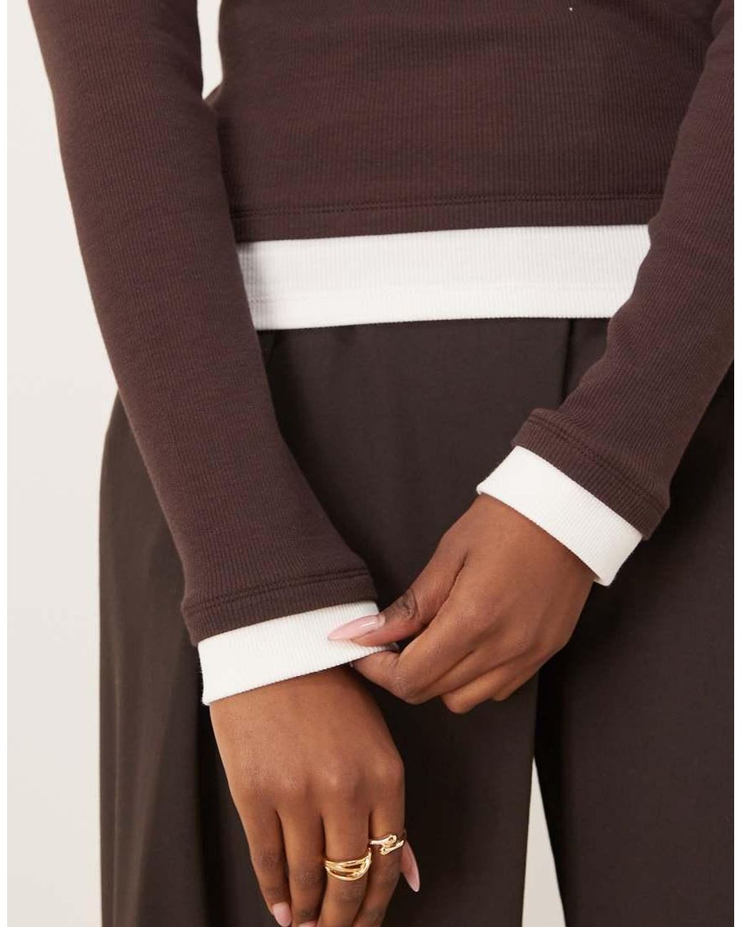 ASOS Brown Monochrome Double Layer Asymmetric Top