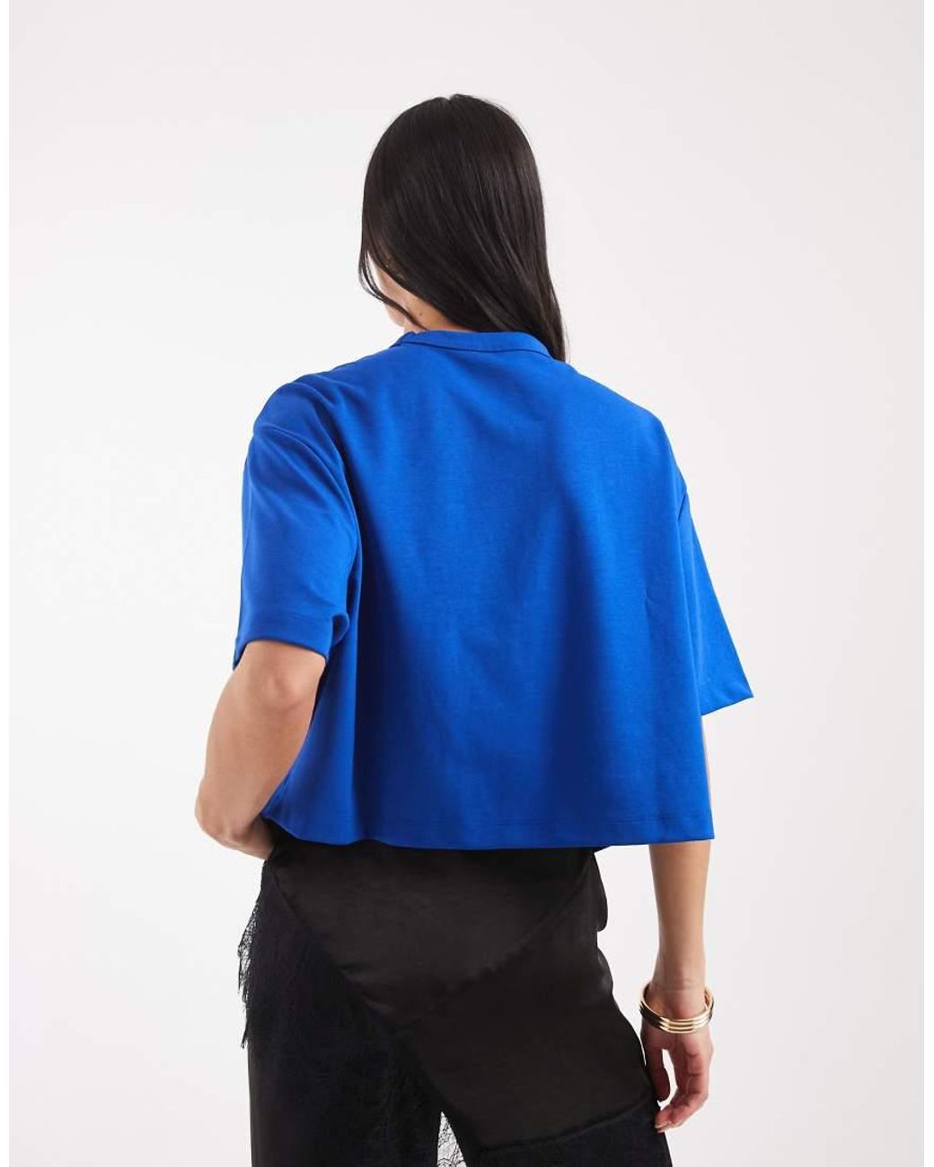 ASOS Blue Breathemaxtm Interlock Boxy Crop Short Sleeve T-shirt