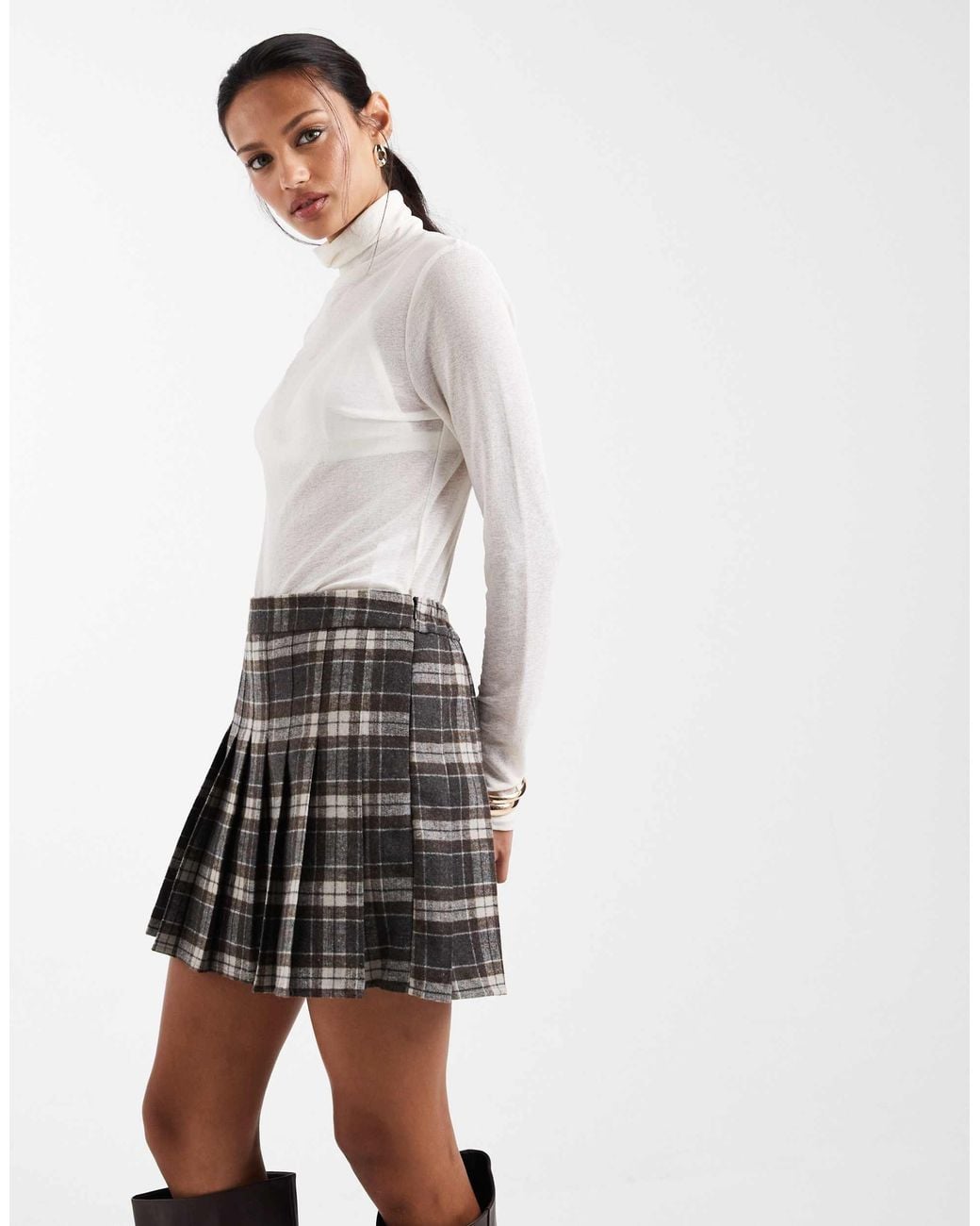 ONLY White Pleated Mini Skirt