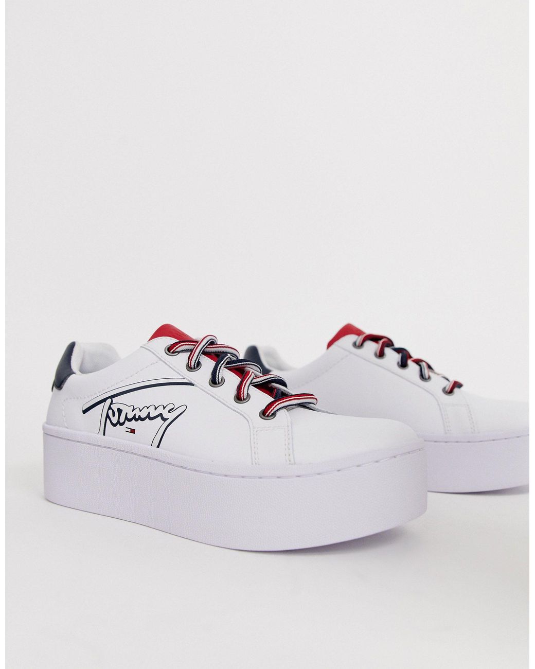Tommy Hilfiger Icon Signature Logo Flatform Sneakers in White | Lyst  Australia