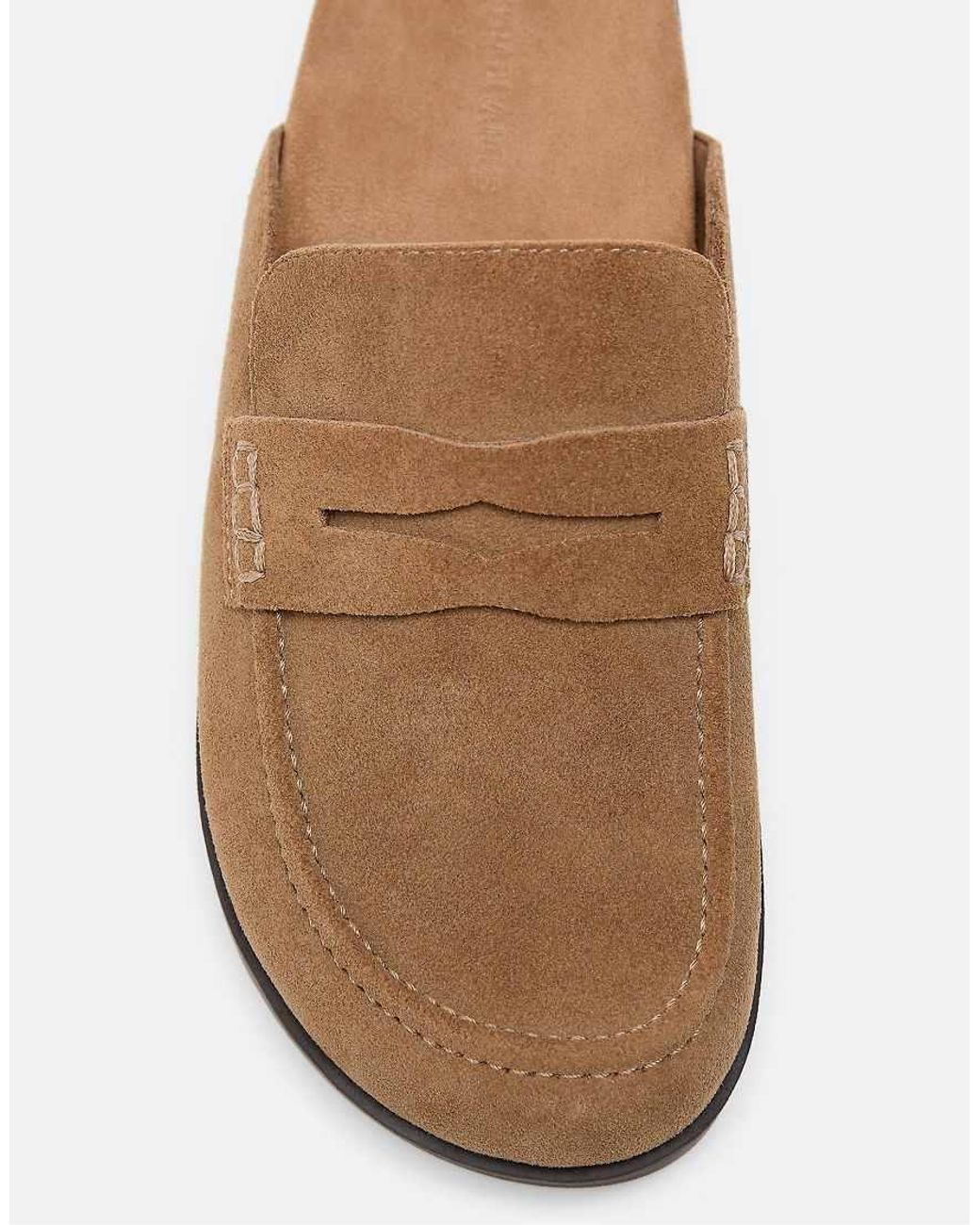 Stradivarius Brown Backless Leather Loafer Clogs