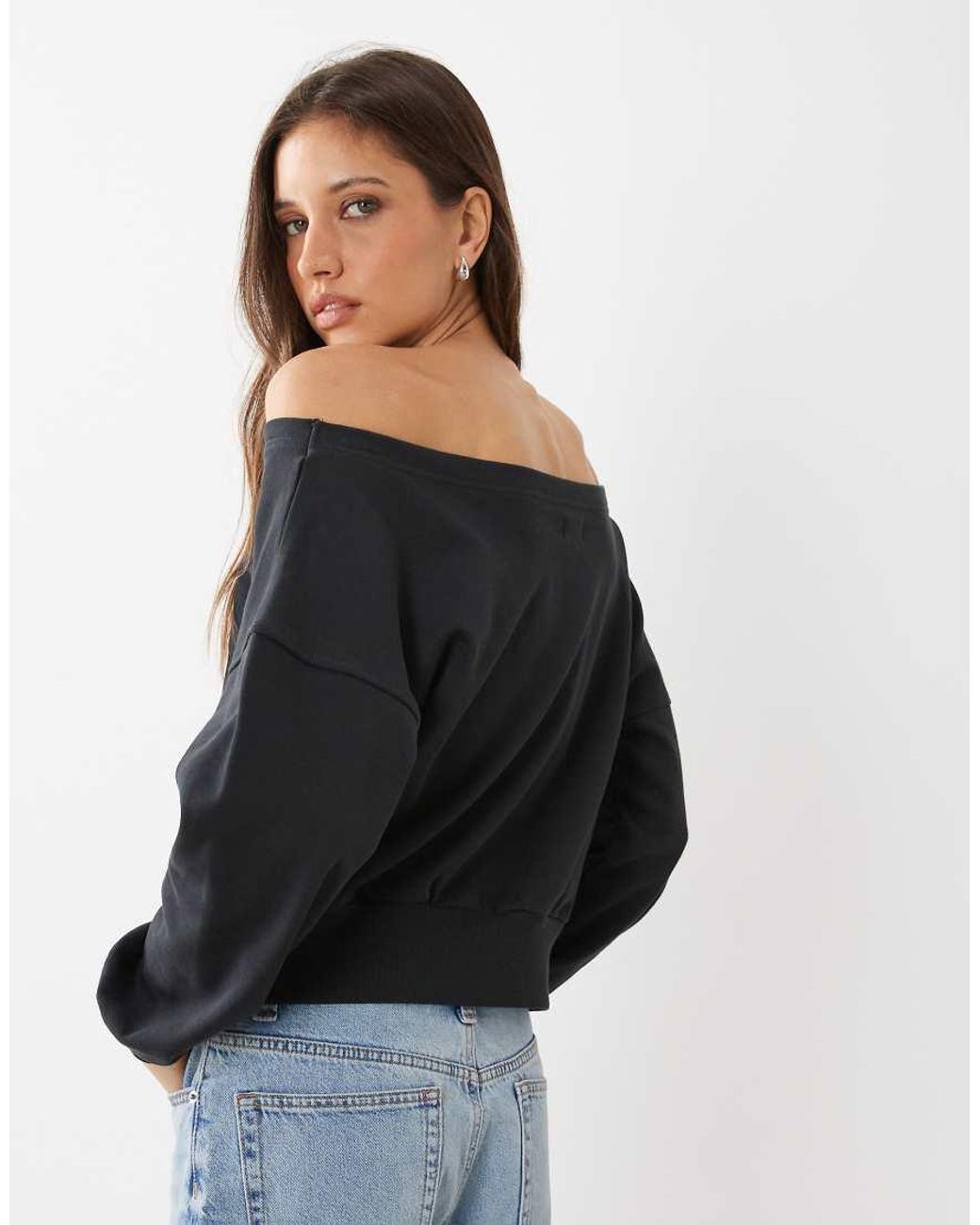 Cotton On Black Relaxed Off Shoulder Sweatshirt