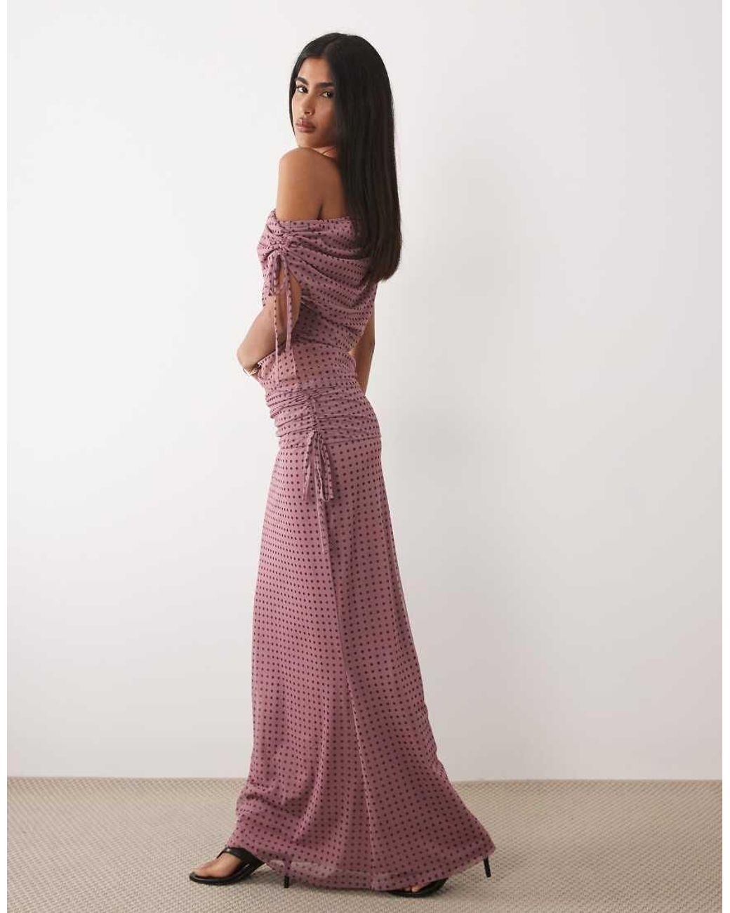 ASOS Pink Co-ord Printed Mesh Ruched Skirt