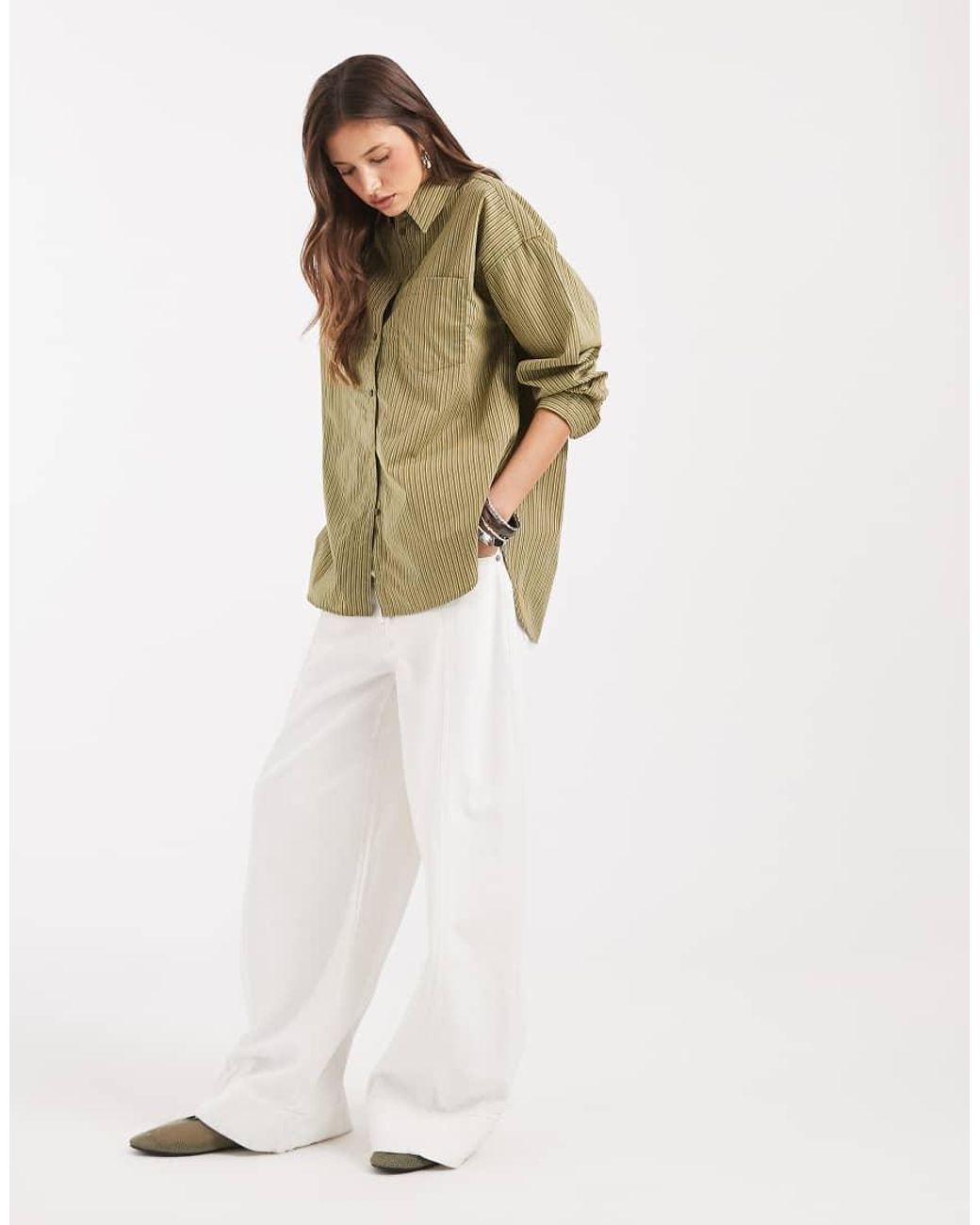 JJXX Multicolor Jamie Oversized Striped Poplin Shirt