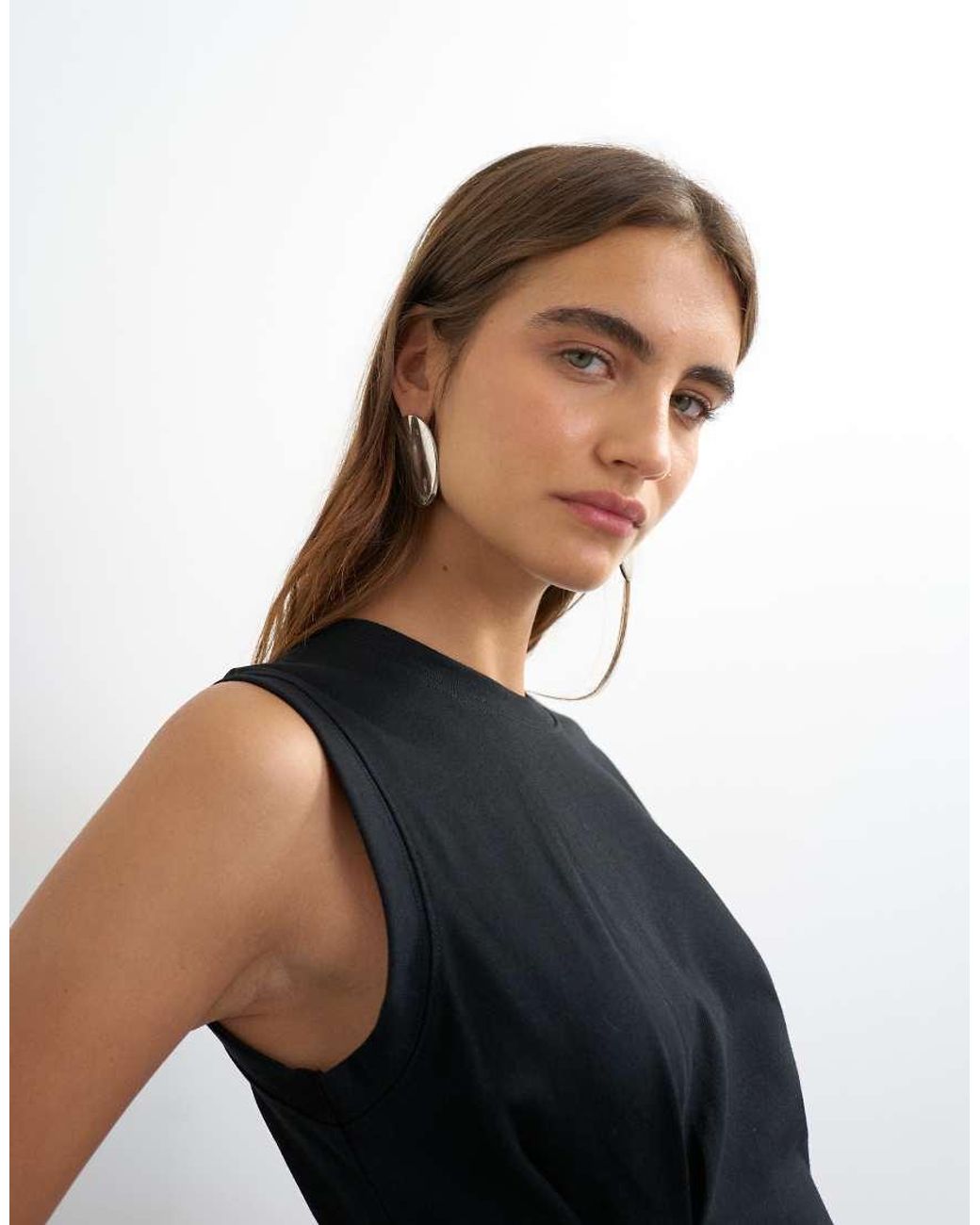 TOPSHOP White One Shoulder Pleat Detail T-Shirt