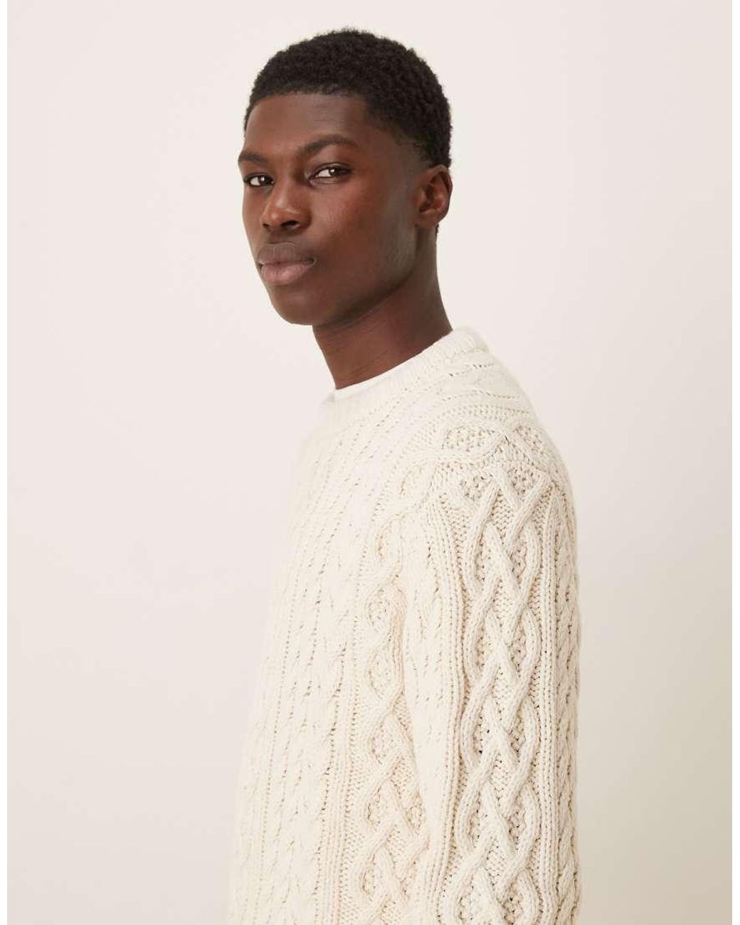 Abercrombie & Fitch Natural Oversized Cable Knit Jumper for men