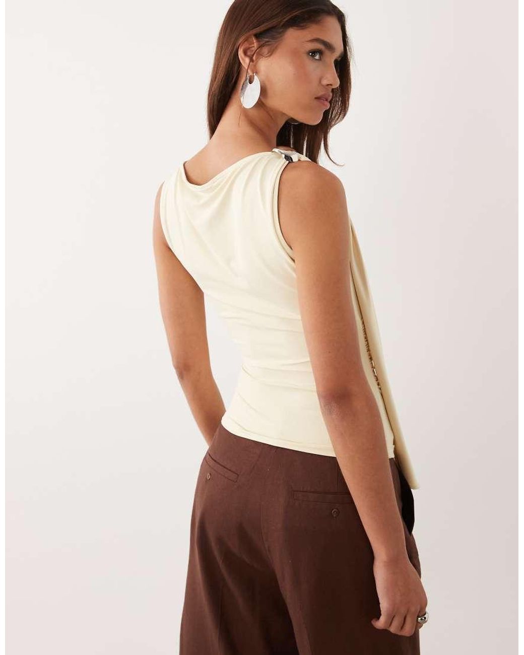ASOS Natural Scarf Top With Hardware Trim