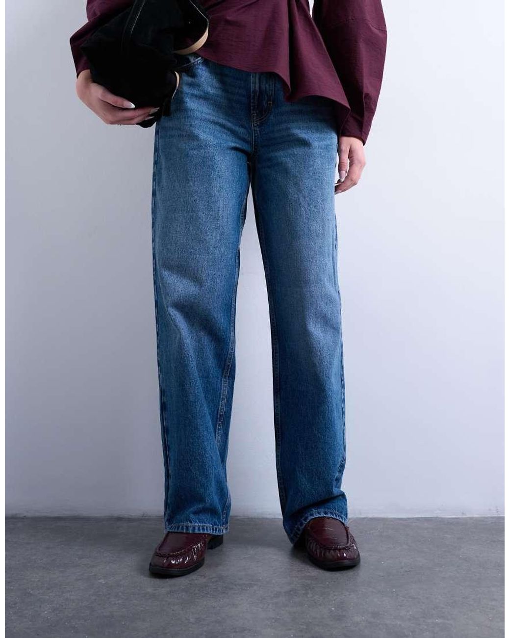 Topshop Hourglass Blue Cinch Low Rise Relaxed Jean