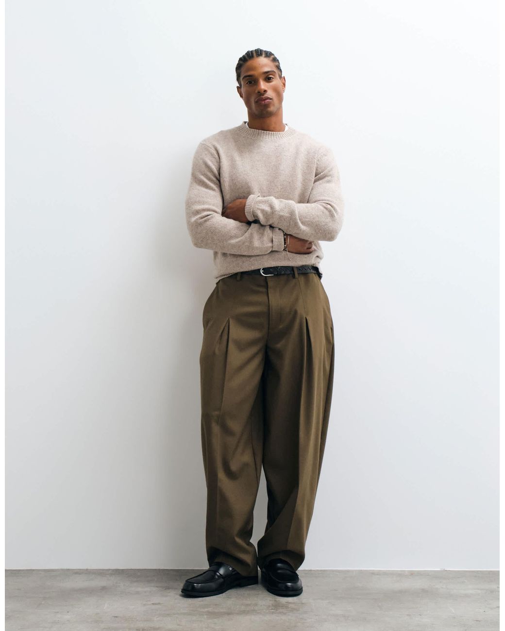 SELECTED Pullover aus wollmix in Natural für Herren