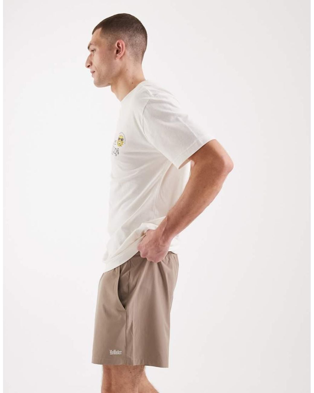 Hollister White Mid Thigh Flex Logo Shorts for men