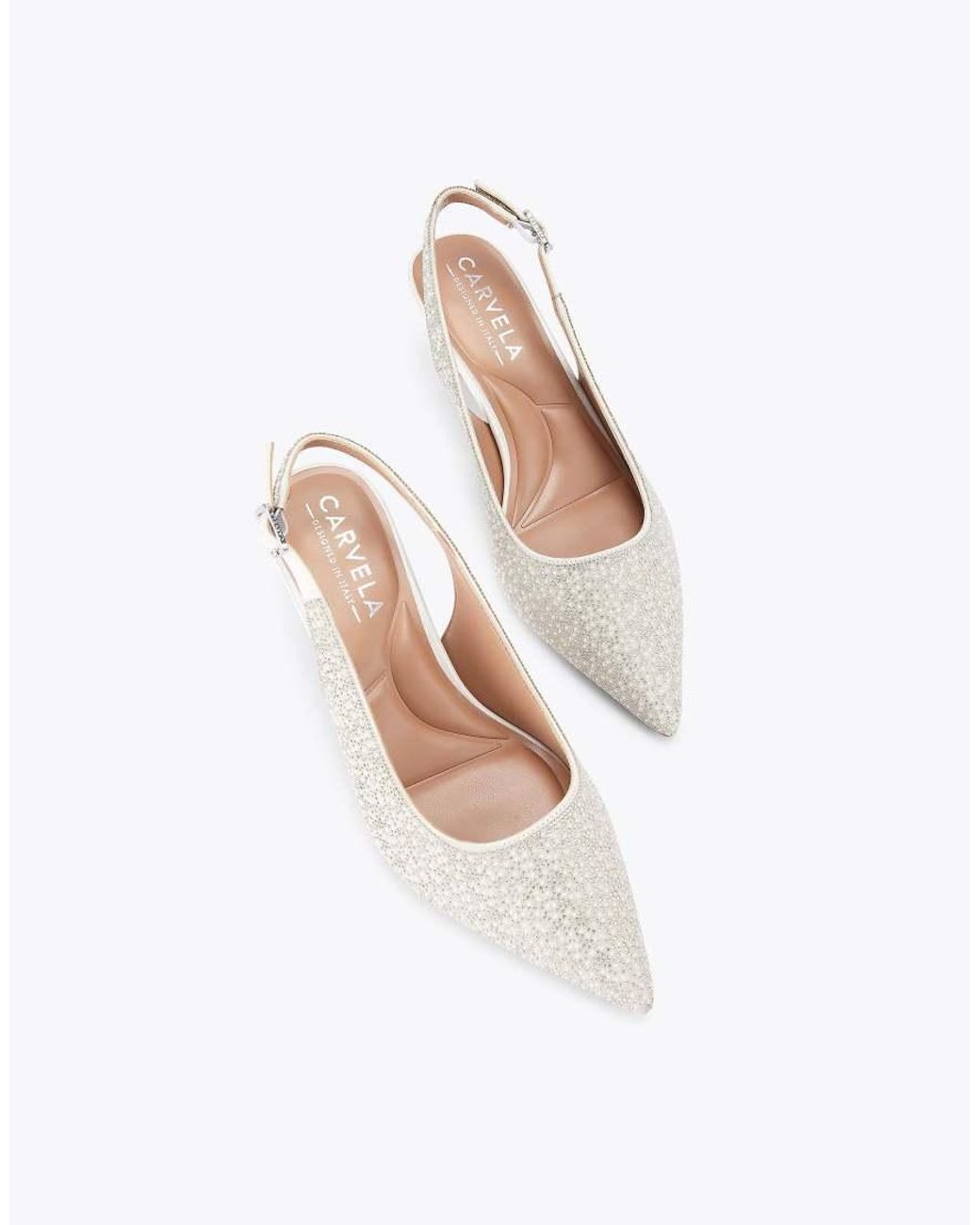 Carvela Kurt Geiger White Corletta Sling Court Low Heeled Shoes