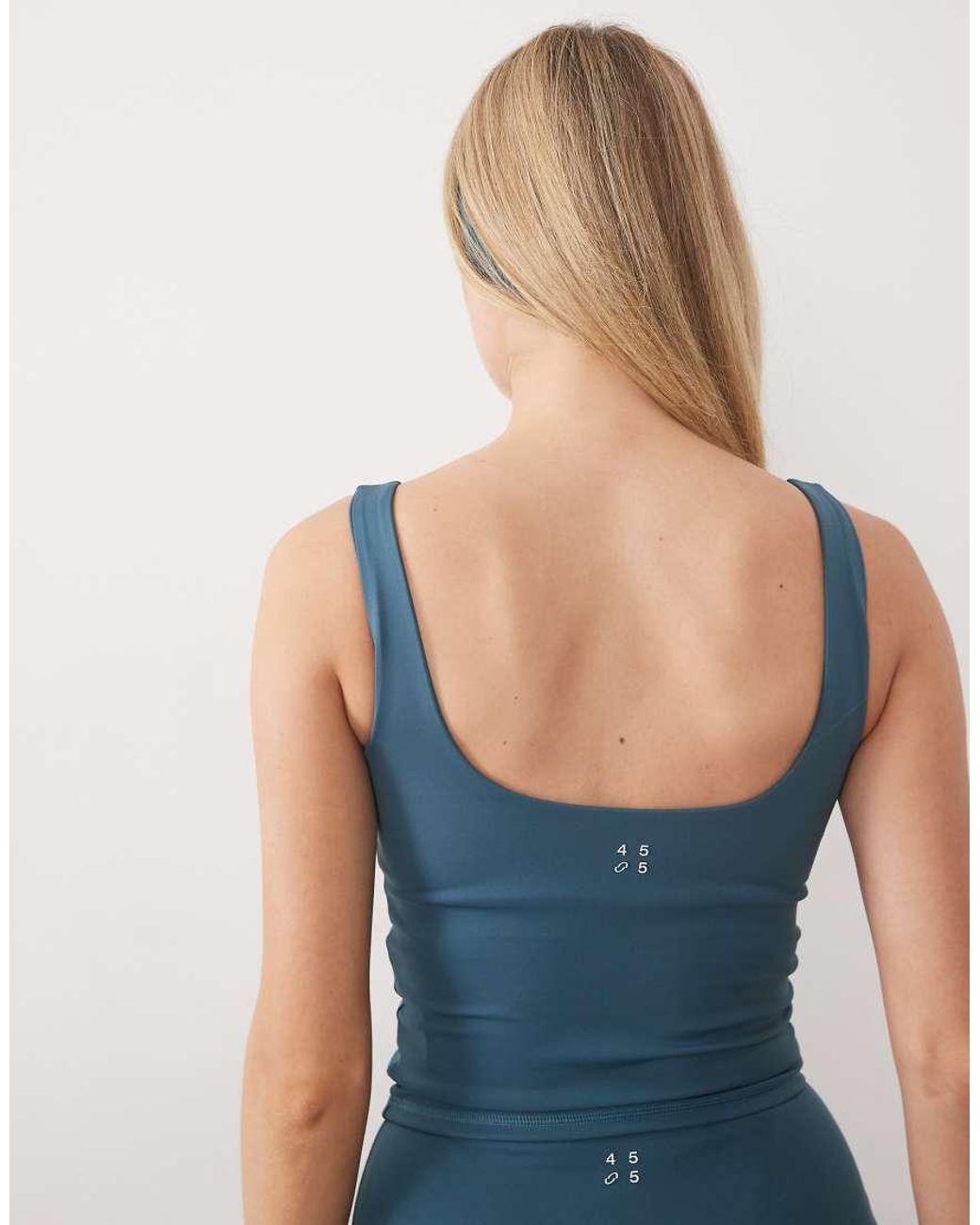 4505 Blue Active Square Neck Singlet With Inner Bra