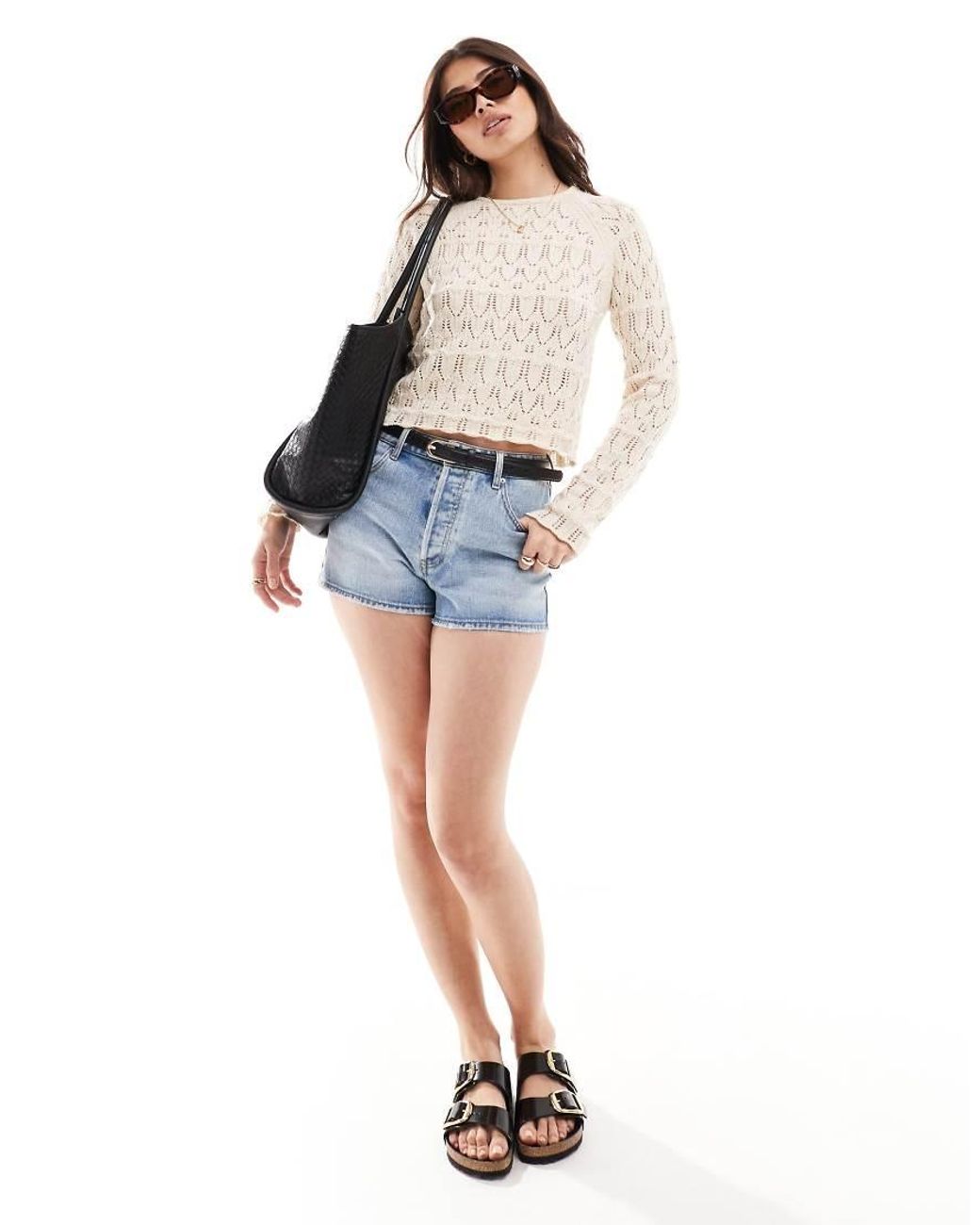Top De Croché De -Blanco Vero Moda de color Blue