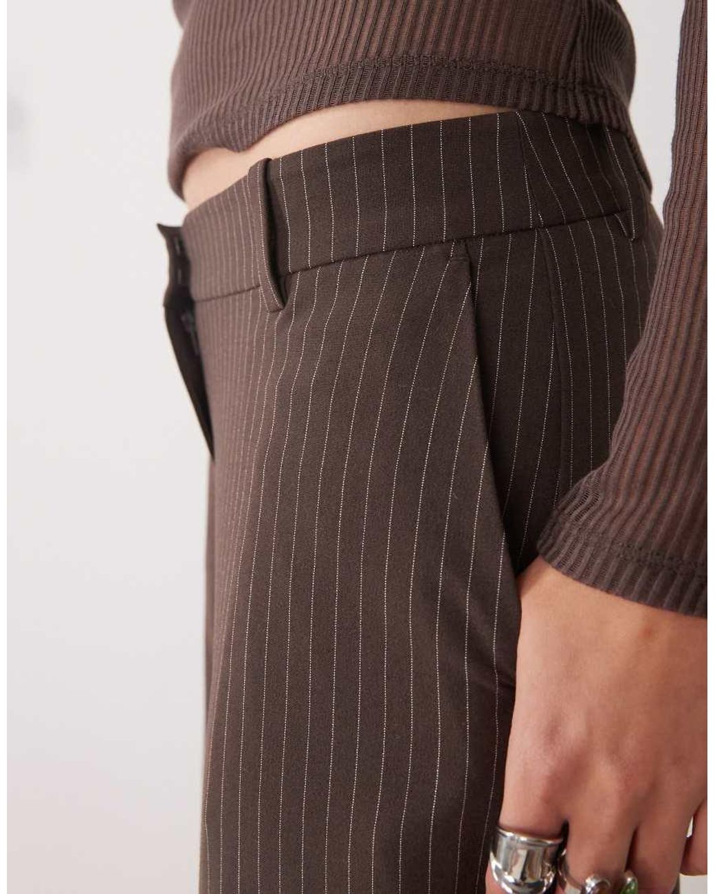 Weekday Brown Low Waist Flared Tailored Trousers