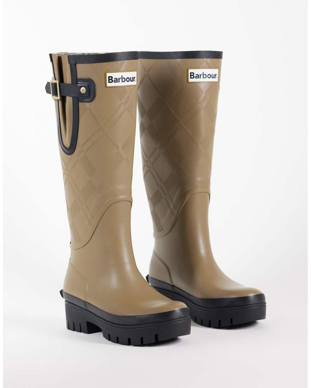 Barbour Brown Leigton Tartan Tall Welly Boot