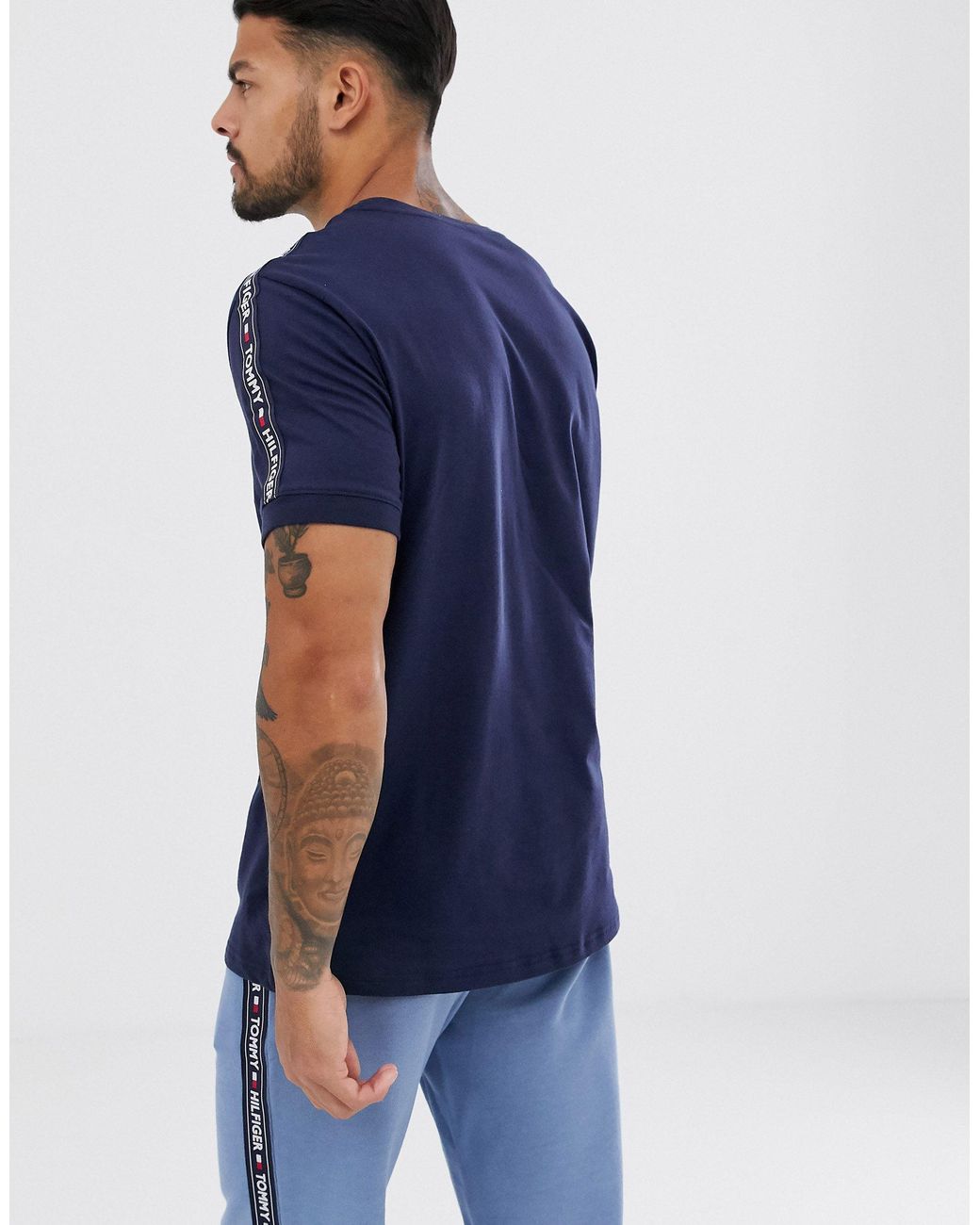 Tommy Hilfiger – authentisches, es lounge-t-shirt mit seitlichen  logostreifen in Blau für Herren | Lyst DE