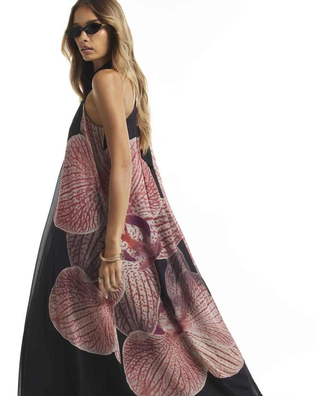 River Island Blue Halter Neck Floral Print Maxi Dress