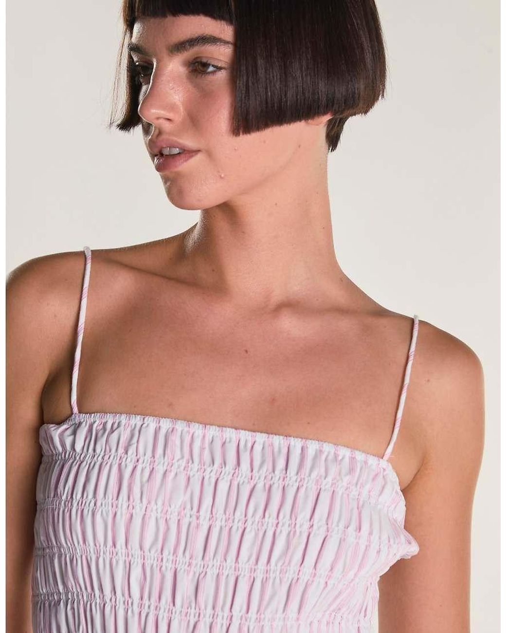 Glamorous Pink Strappy Shirring Maxi Dress