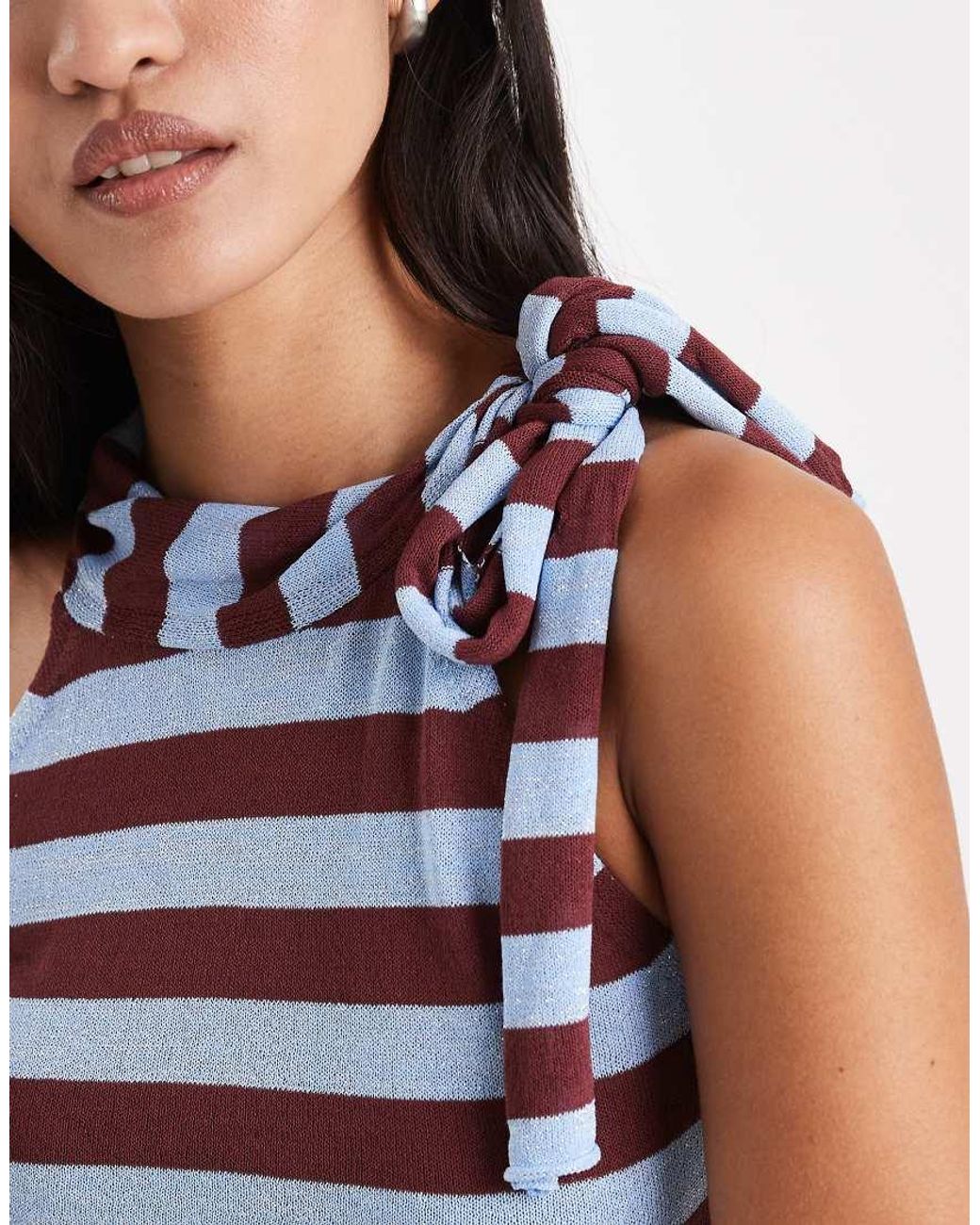 Collusion Blue Knitted Neck Tie Top