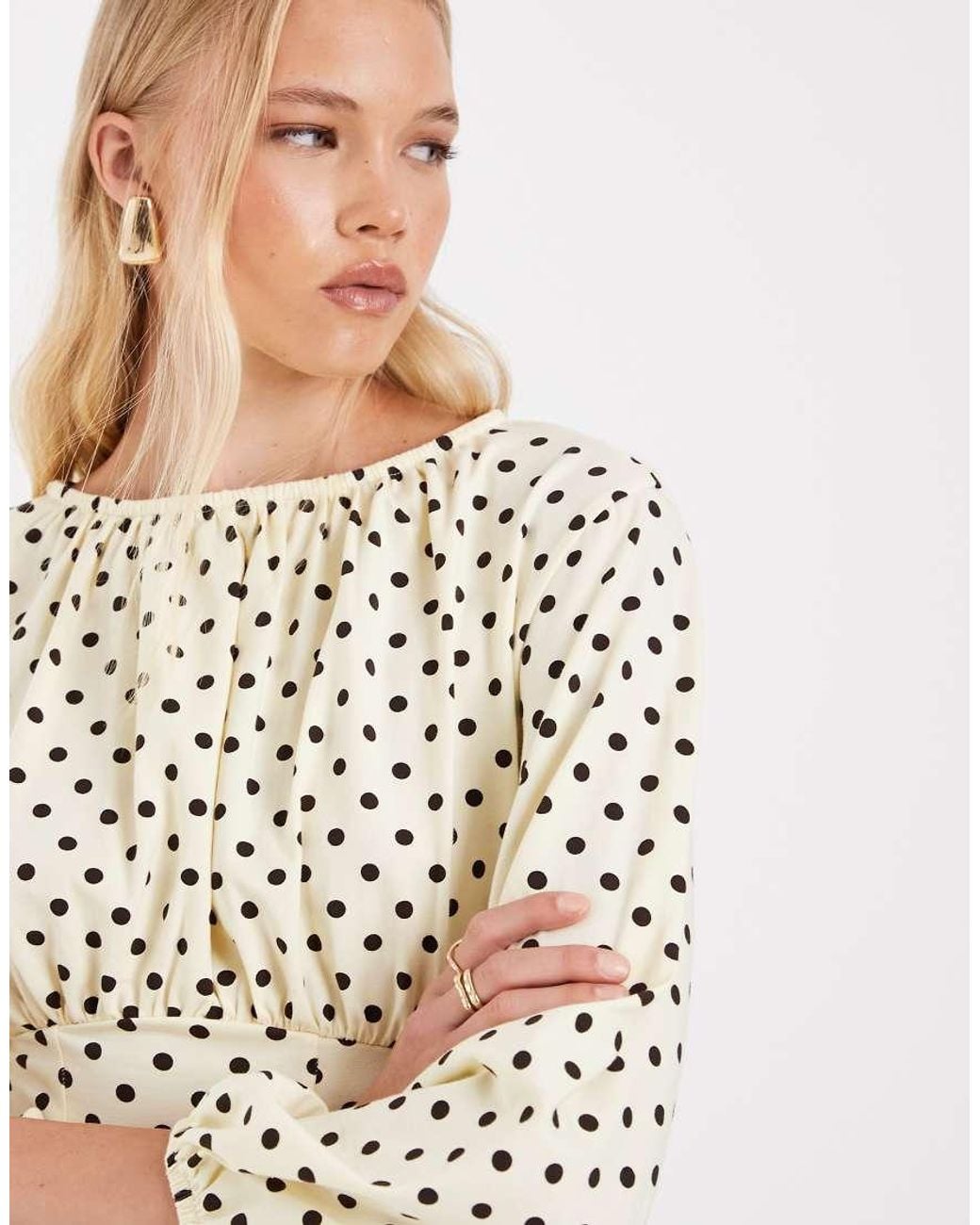 ASOS Natural Polka Dot Cinched Waist Playsuit